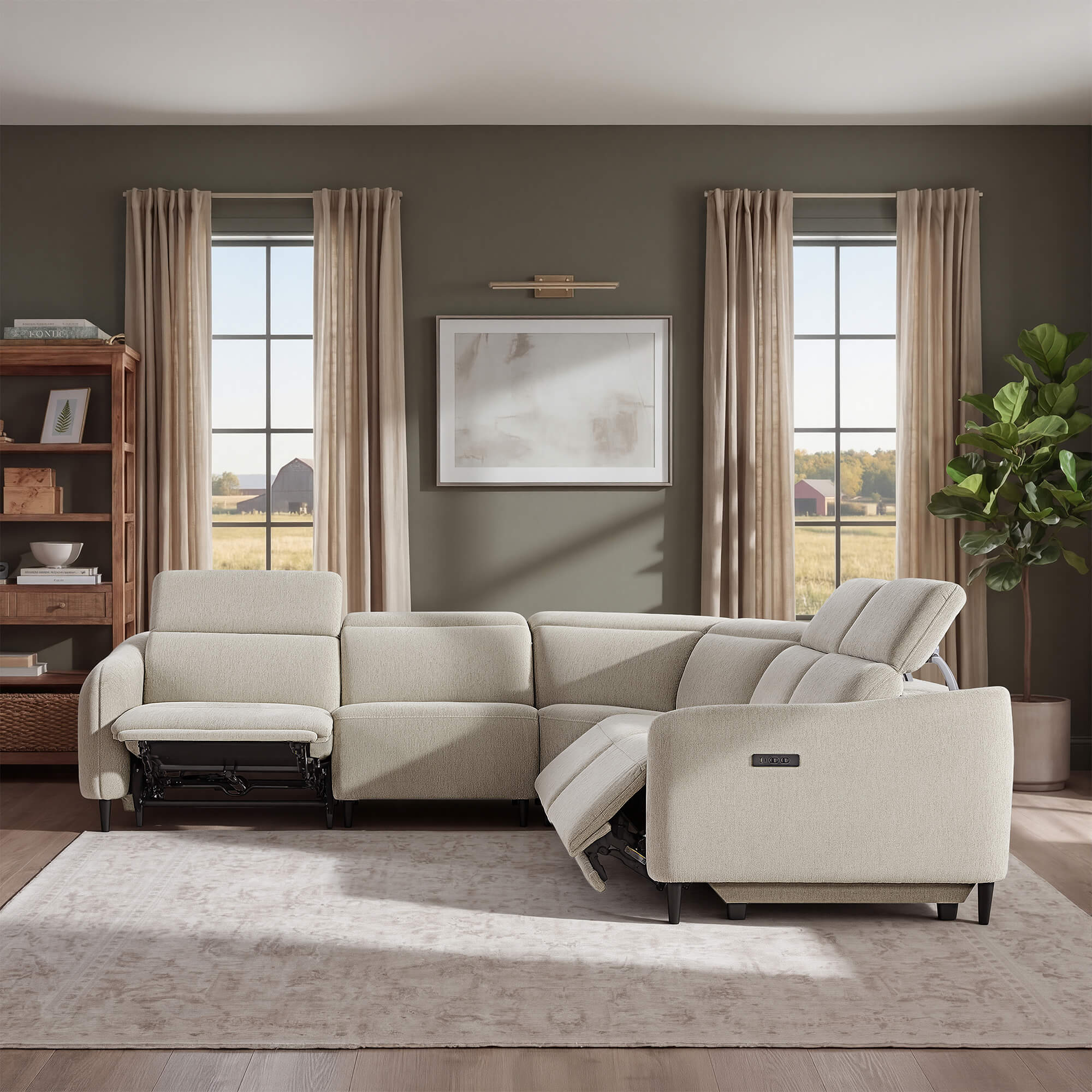 Diya Soft & Breathable 5-Seater Reclining Sofa with Power Headrest - Image 28