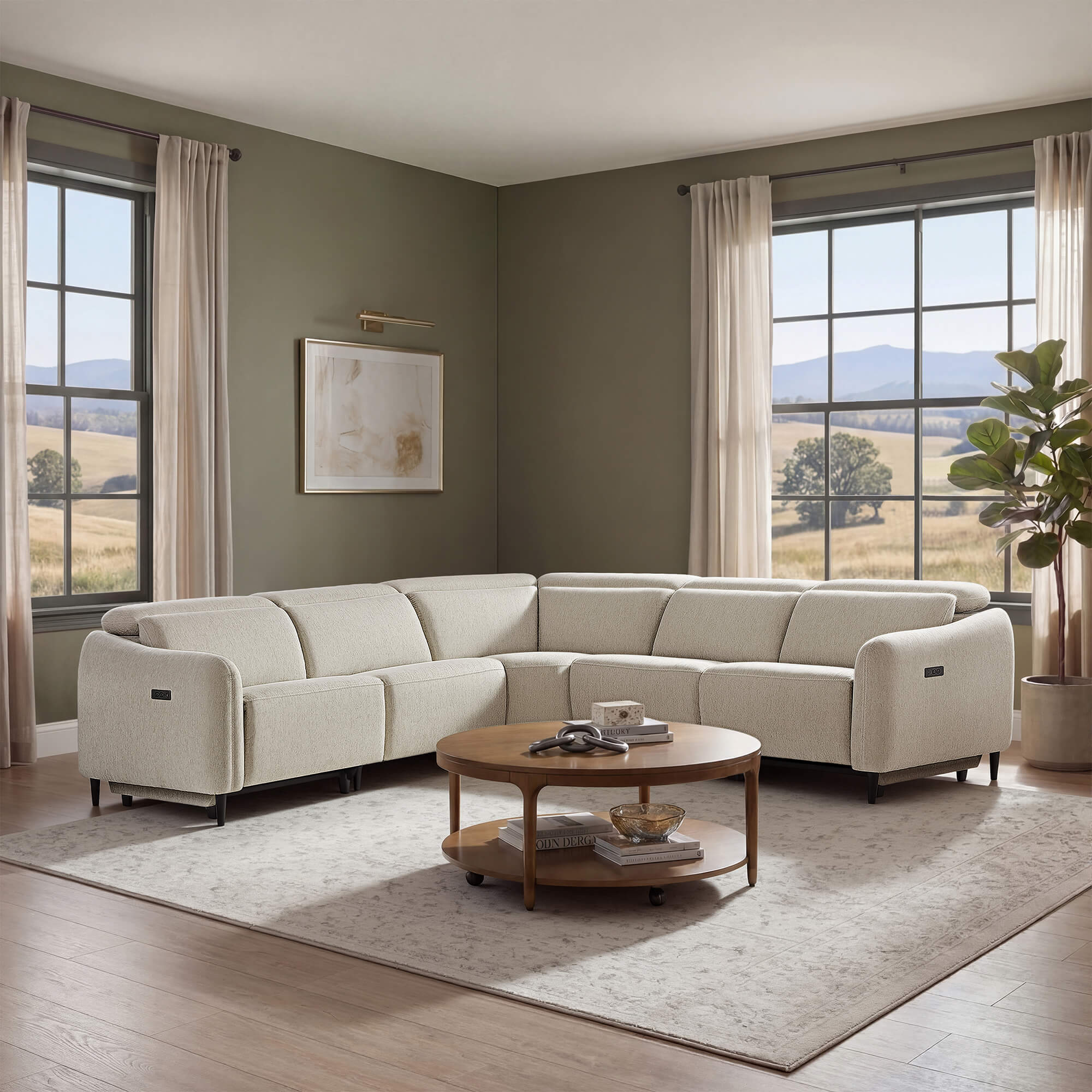 Diya Soft & Breathable 5-Seater Reclining Sofa with Power Headrest - Image 29