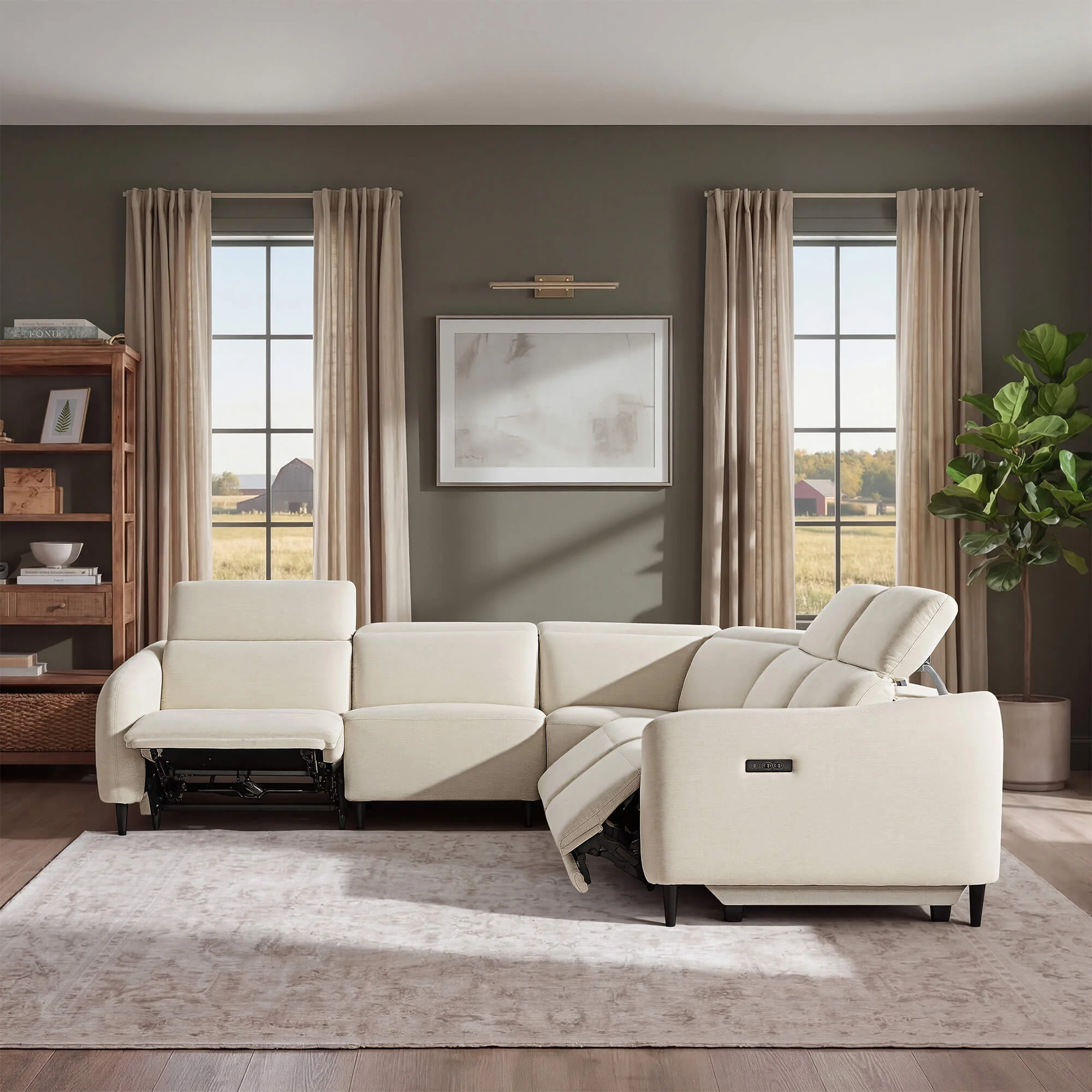 Diya Soft & Breathable 5-Seater Reclining Sofa with Power Headrest - Image 31