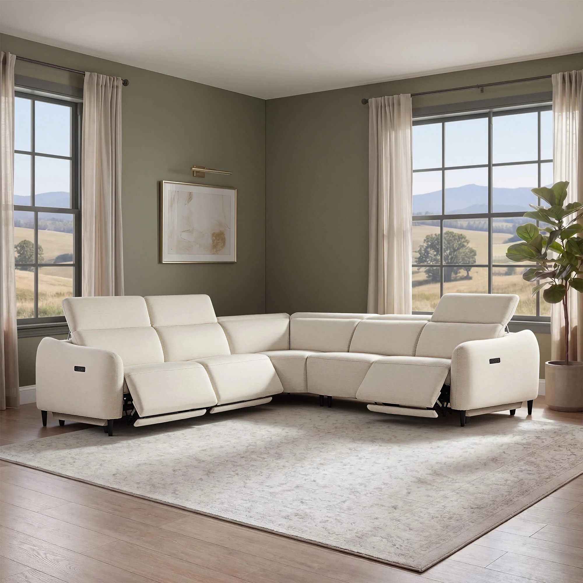 Diya Soft & Breathable 5-Seater Reclining Sofa with Power Headrest - Image 34
