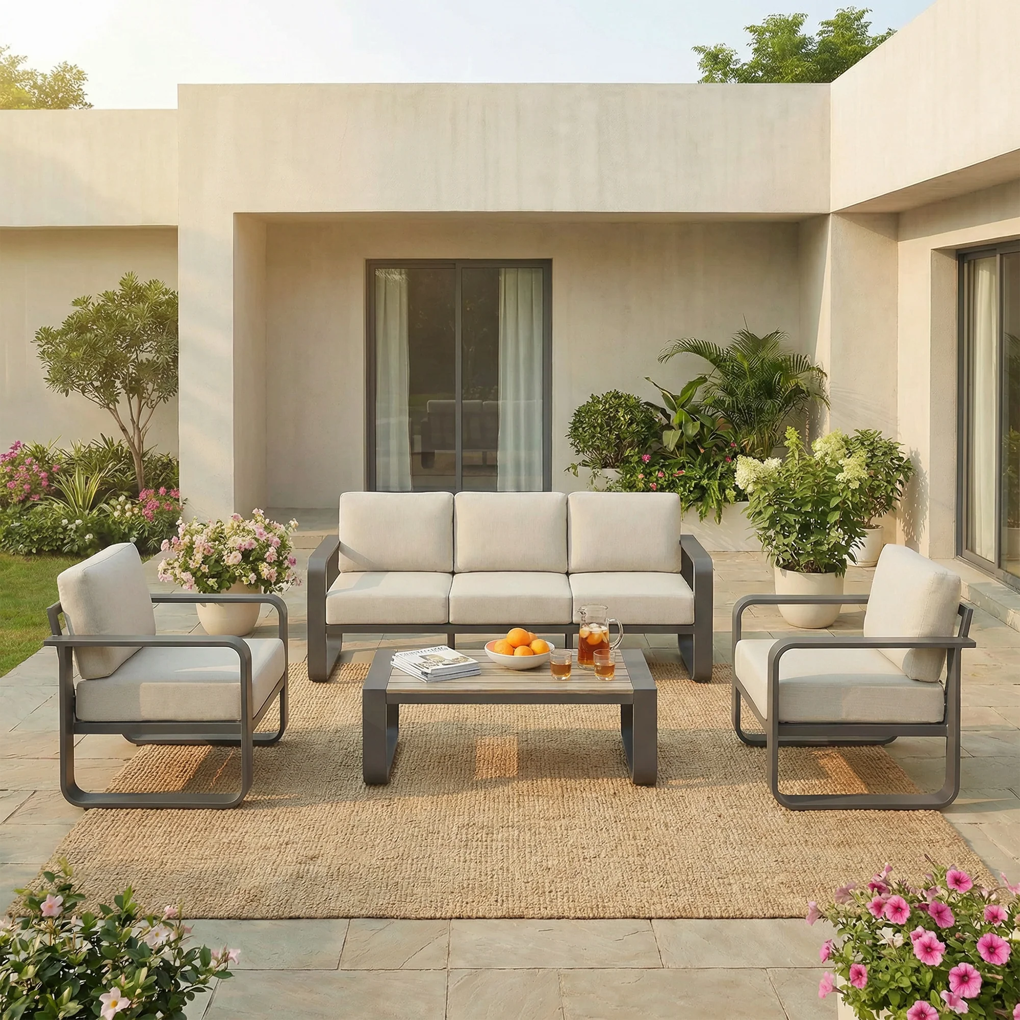 Dylan Modern 4-Piece Outdoor Patio Sofa Set - Image 4