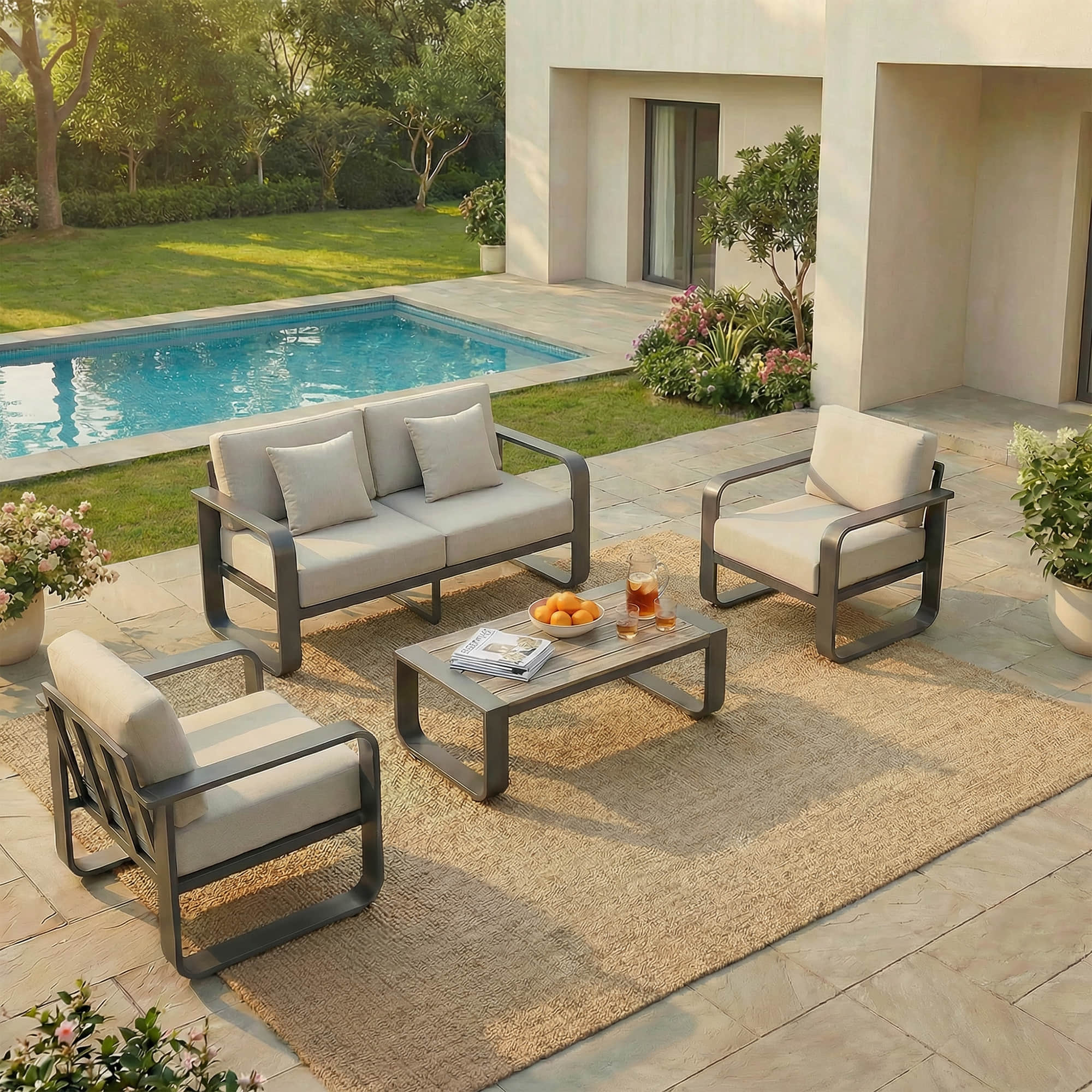 Dylan Modern 4-Piece Outdoor Patio Sofa Set - Image 67