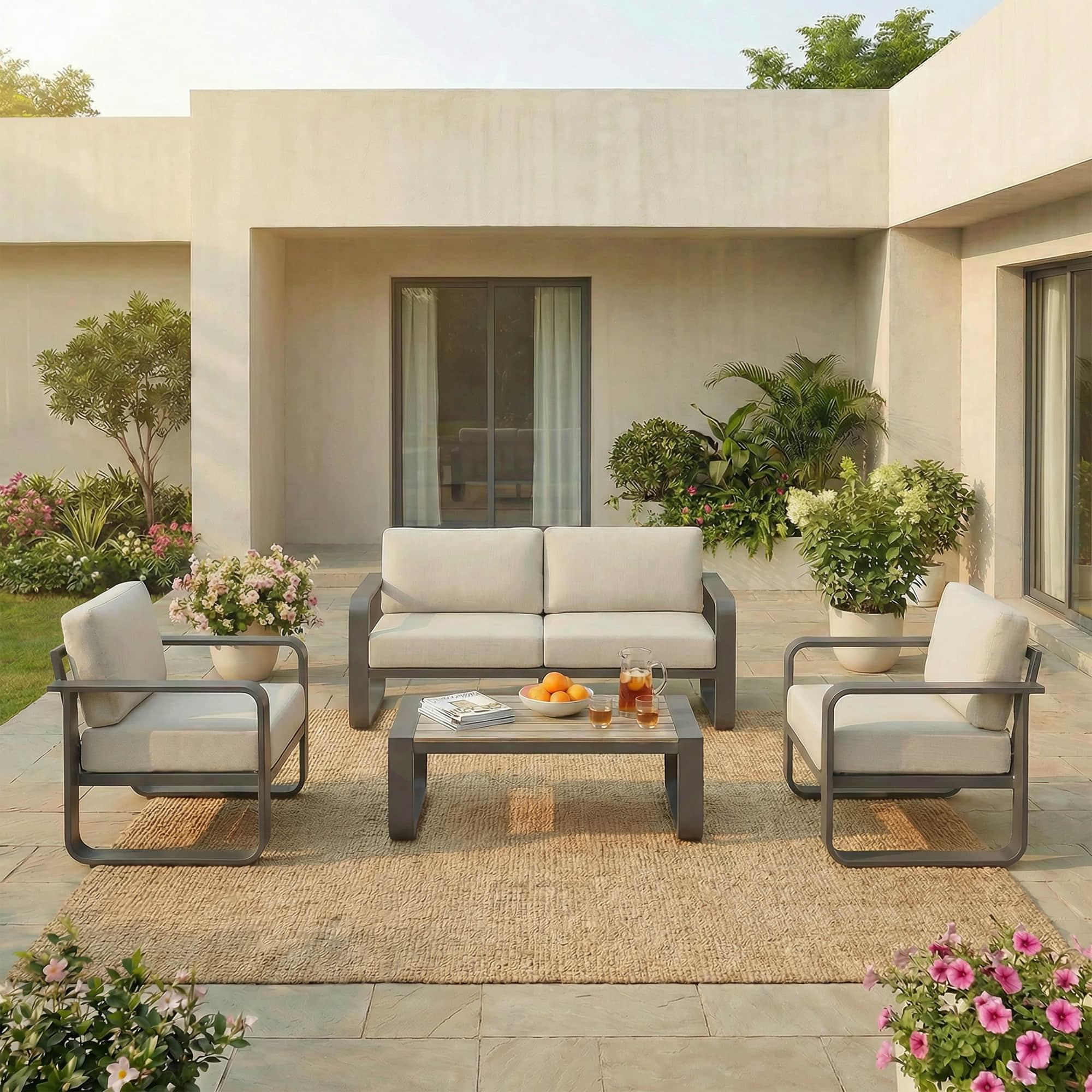 Dylan Modern 4-Piece Outdoor Patio Sofa Set - Image 68