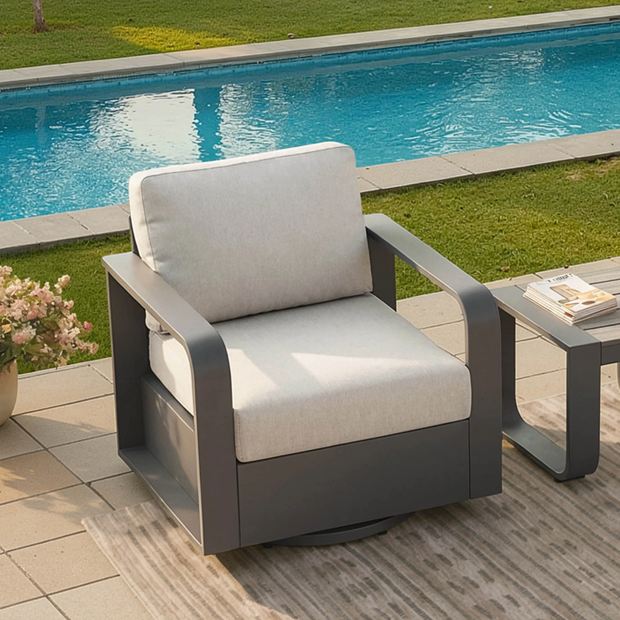 Dylan Modern Outdoor Swivel Patio Bistro Set - Image 12