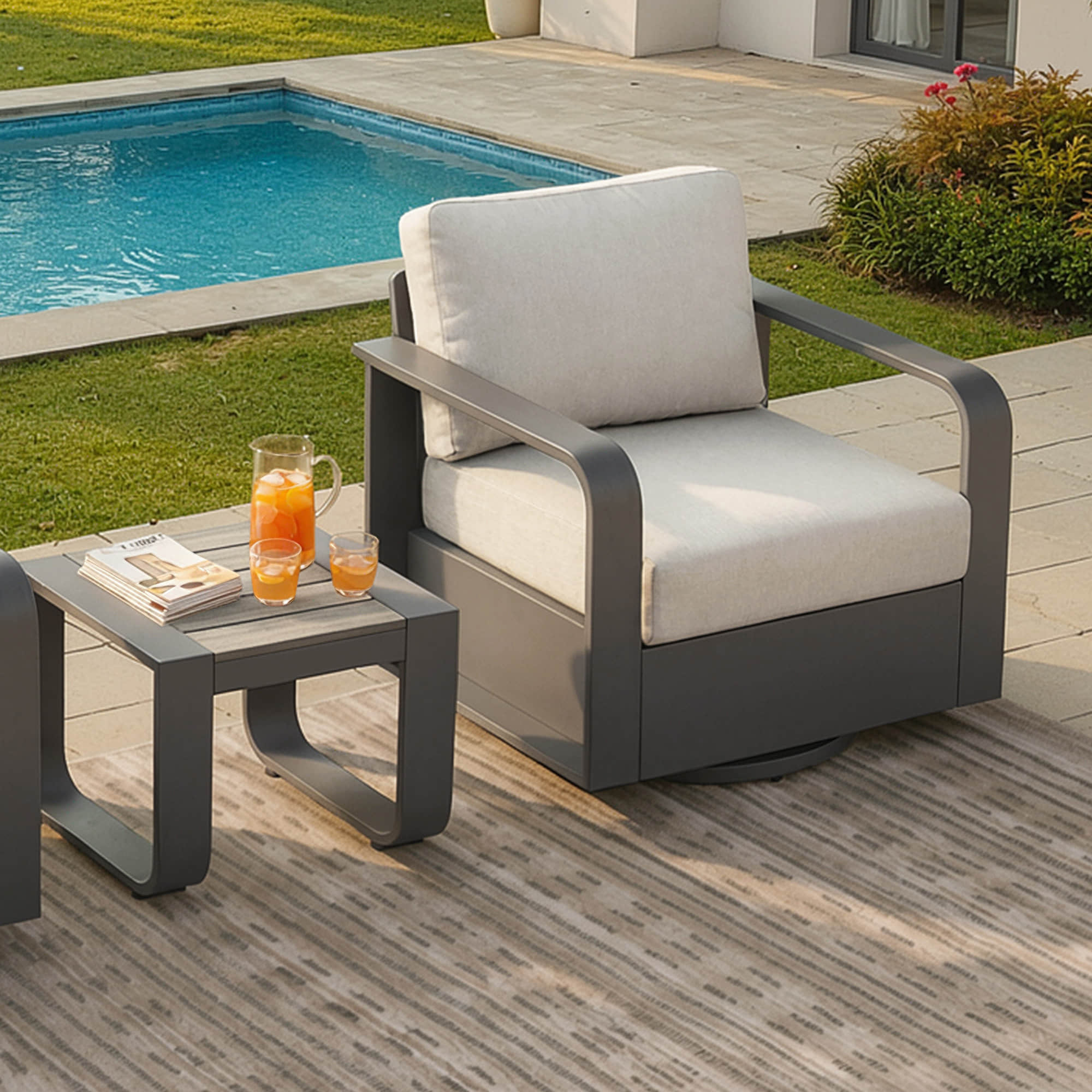 Dylan Modern Outdoor Swivel Patio Bistro Set - Image 13
