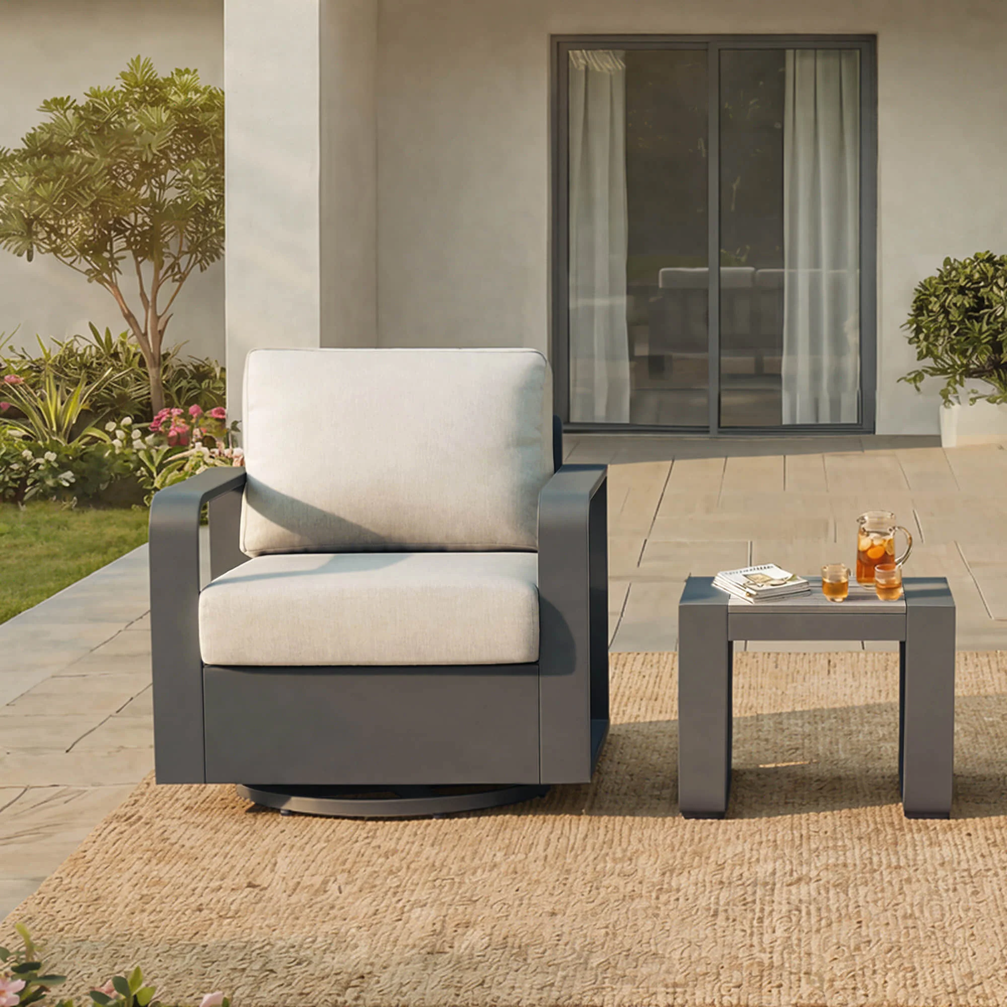 Dylan Modern Outdoor Swivel Patio Bistro Set - Image 14