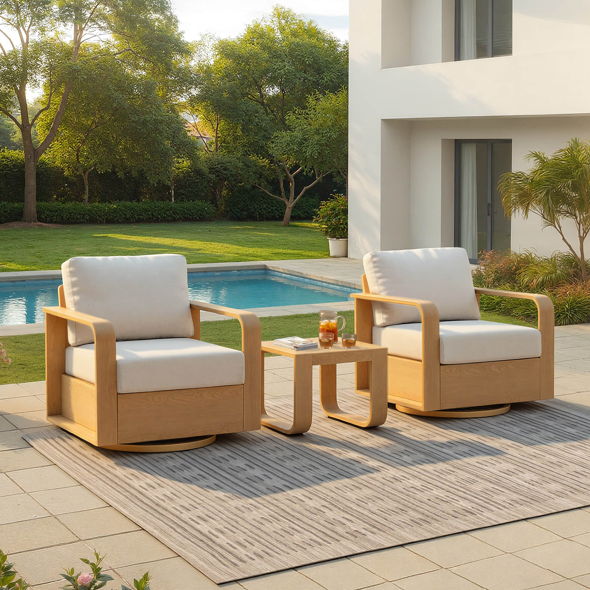Dylan Modern Outdoor Swivel Patio Bistro Set - Image 4