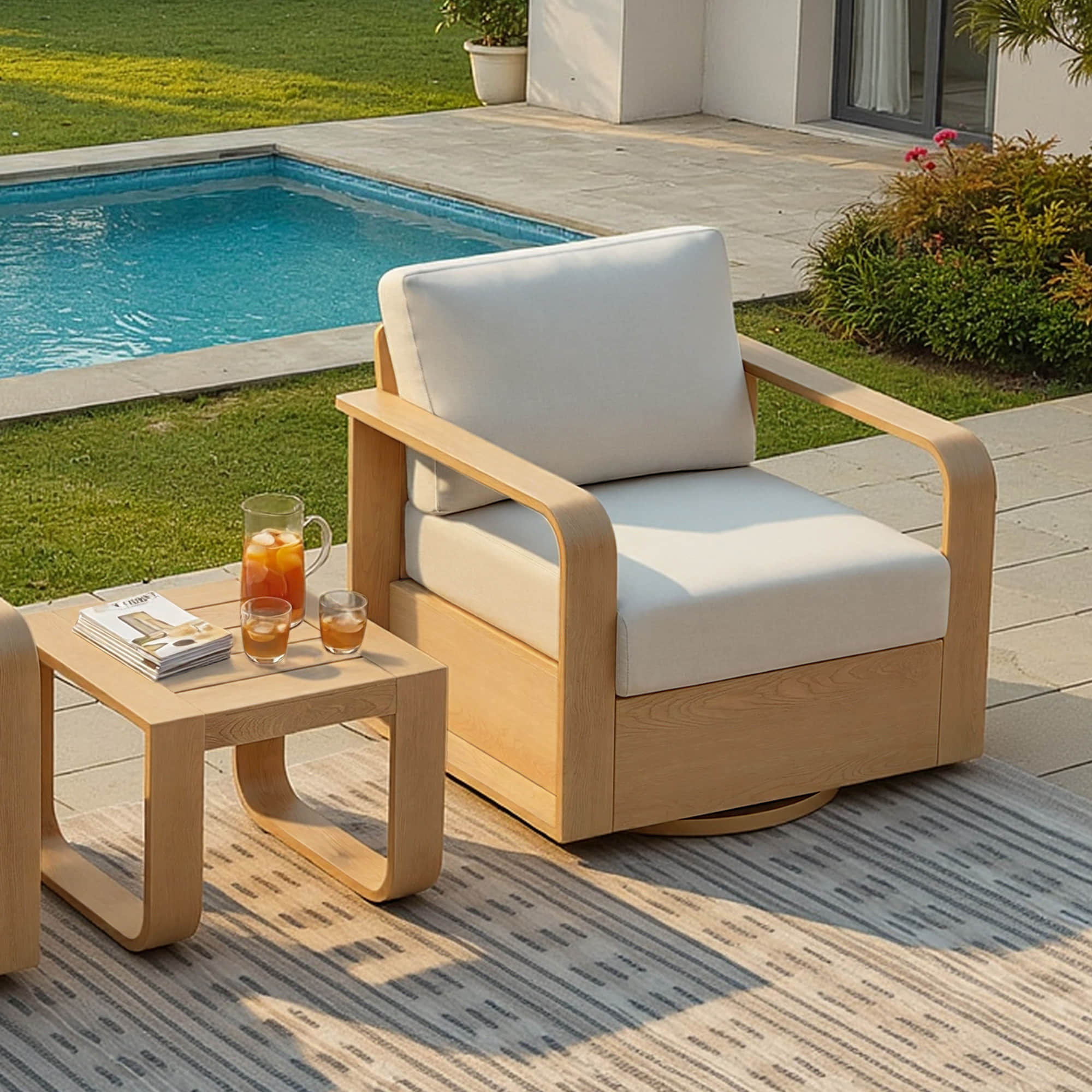 Dylan Modern Outdoor Swivel Patio Bistro Set - Image 6