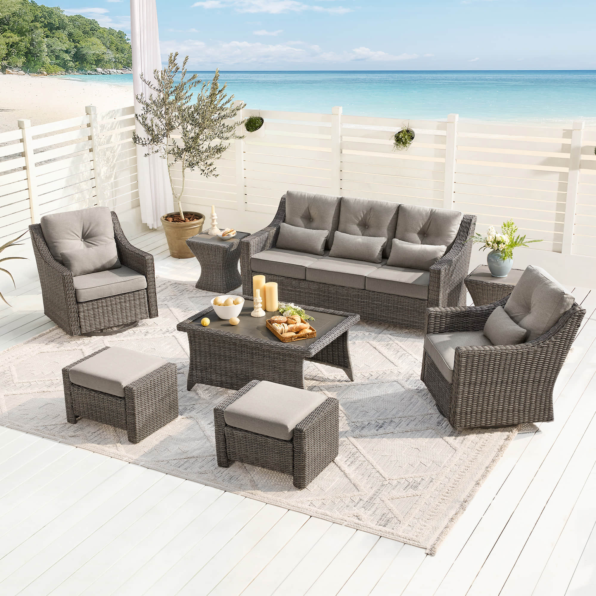 Elara Outdoor Rattan Sofa Set - 5 Seats - Image 51