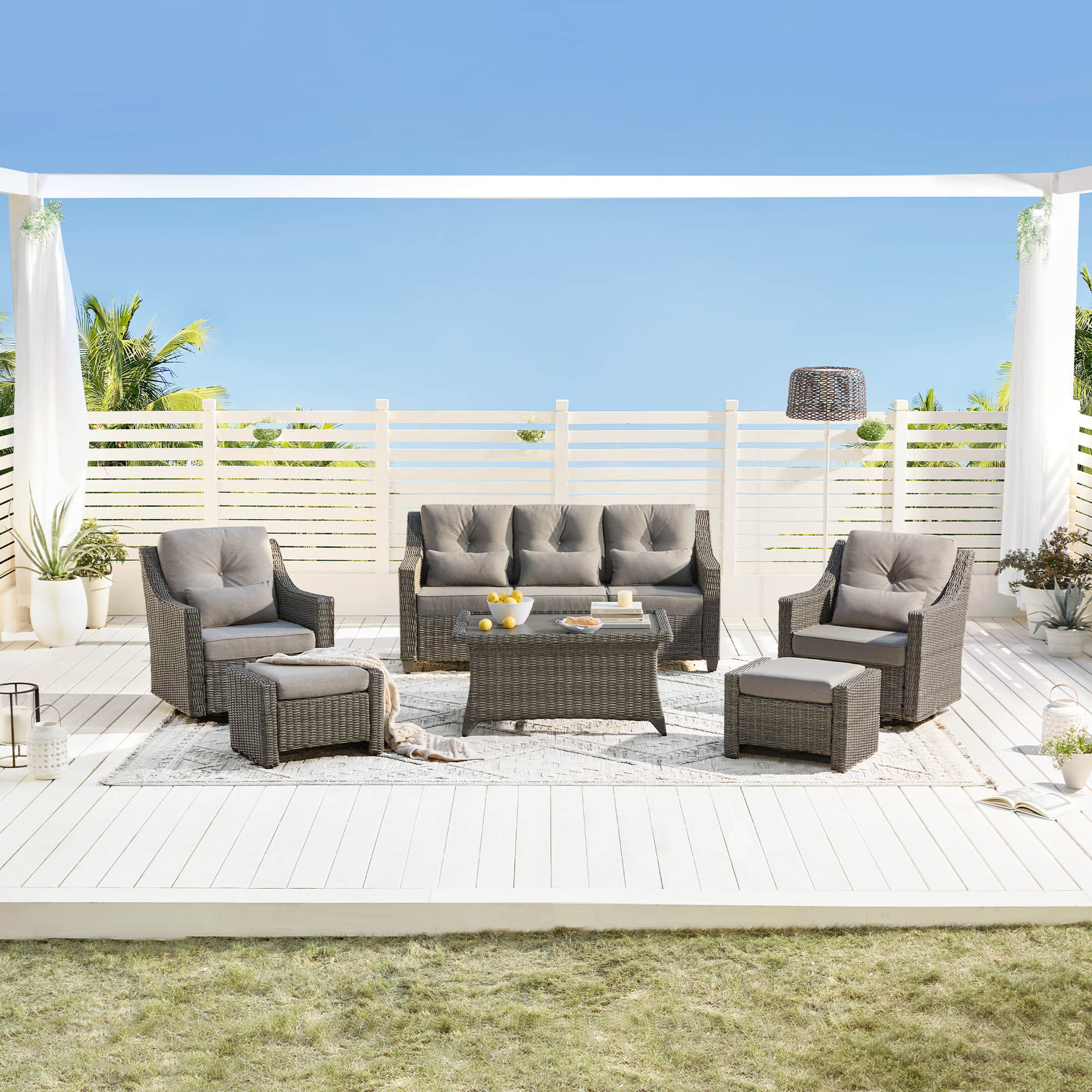 Elara Outdoor Rattan Sofa Set - 5 Seats - Image 55