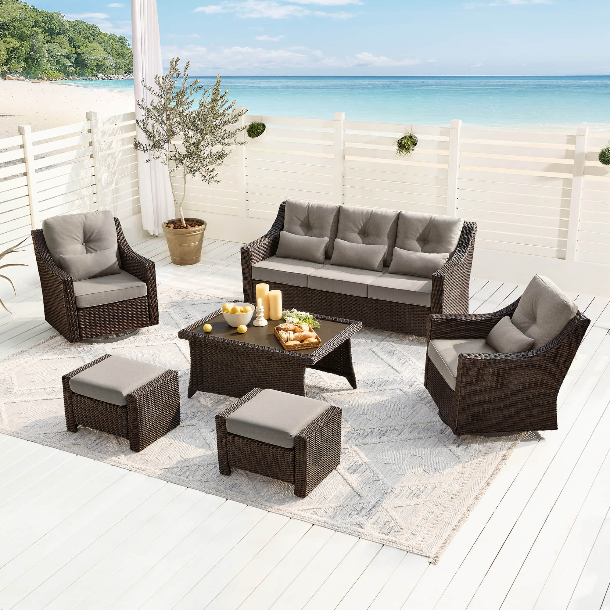 Elara Outdoor Rattan Sofa Set - 5 Seats - Image 6