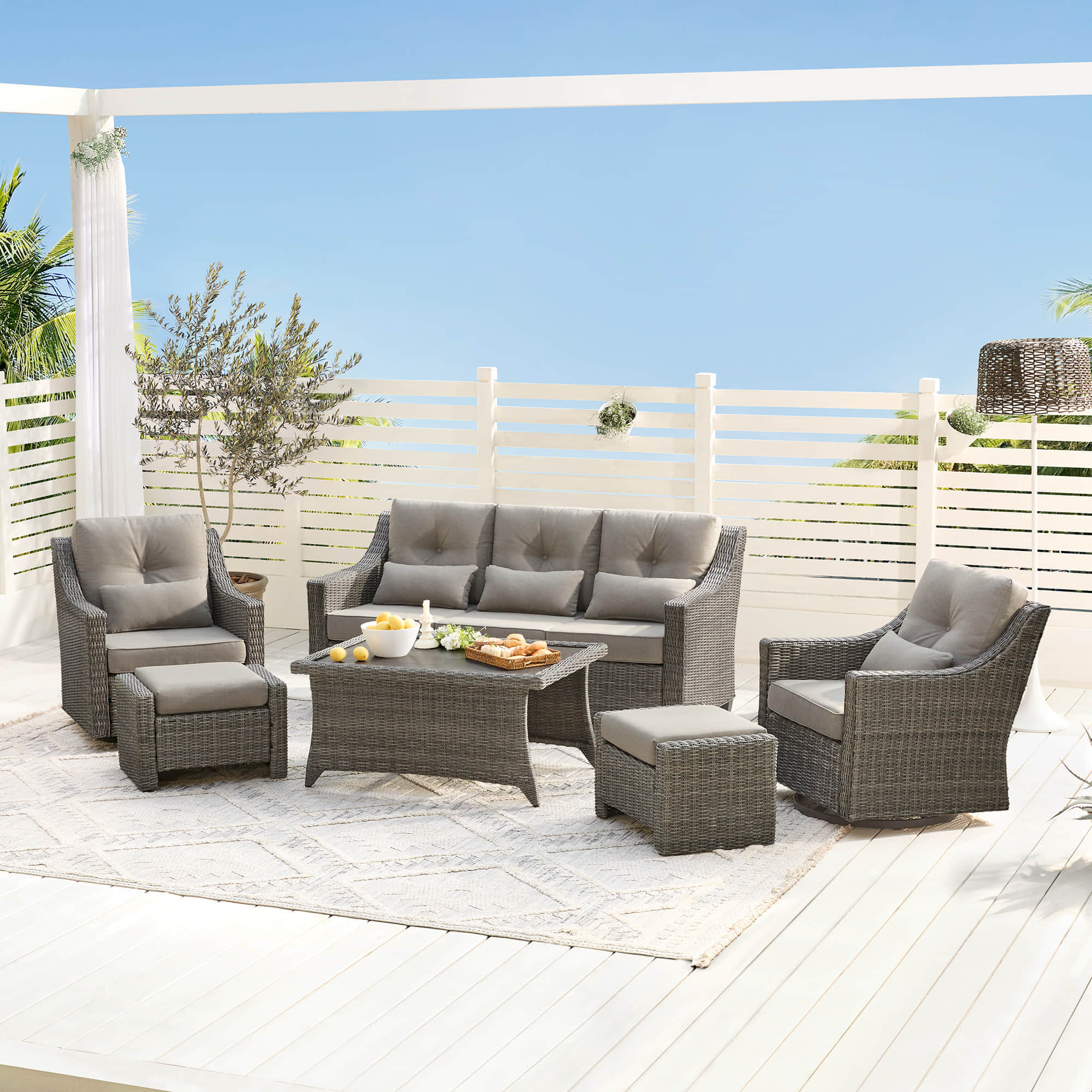 Elara Outdoor Rattan Sofa Set - 5 Seats - Image 67