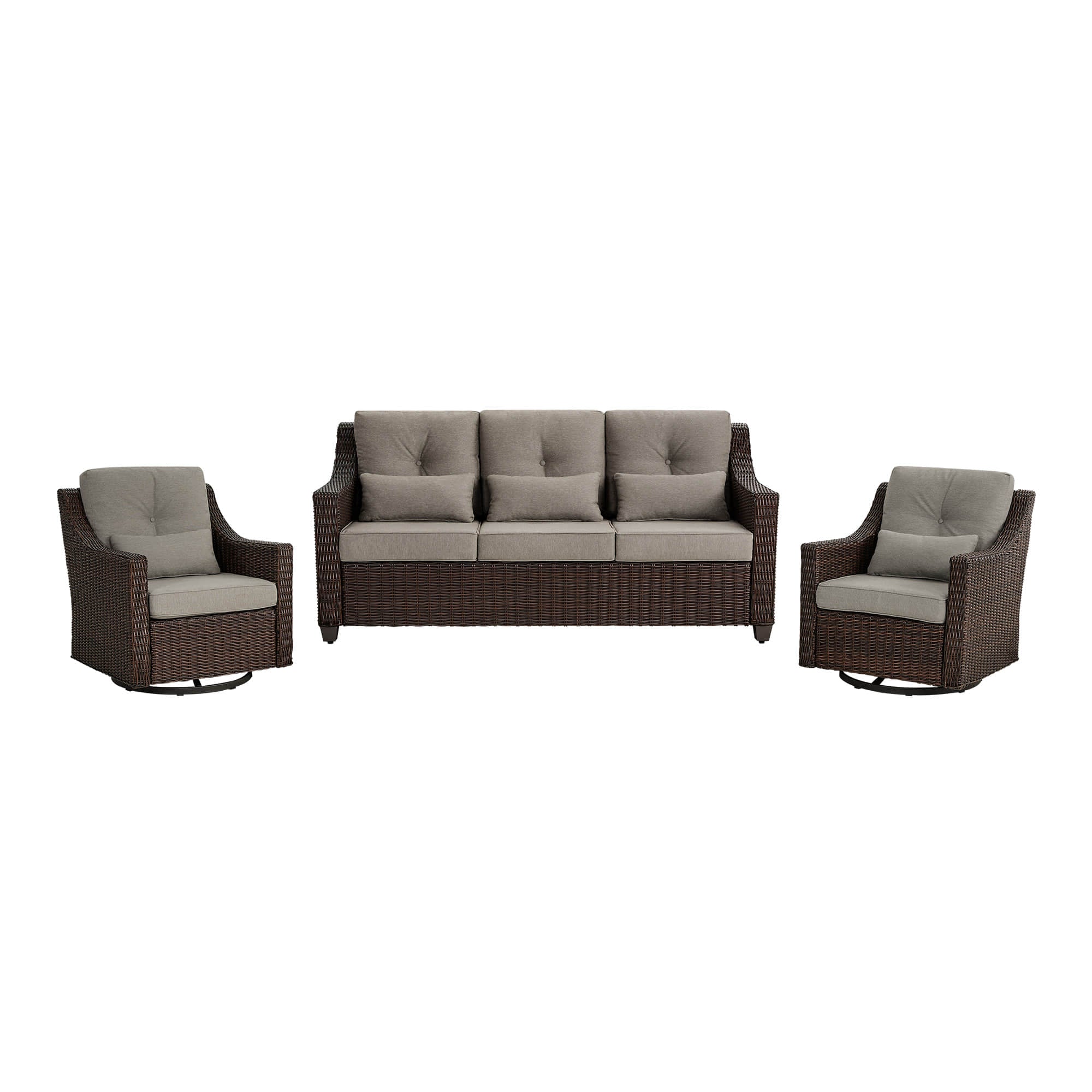 Elara Outdoor Rattan Sofa With Rocking Swivel Armchairs - 5 Seats - Image 51