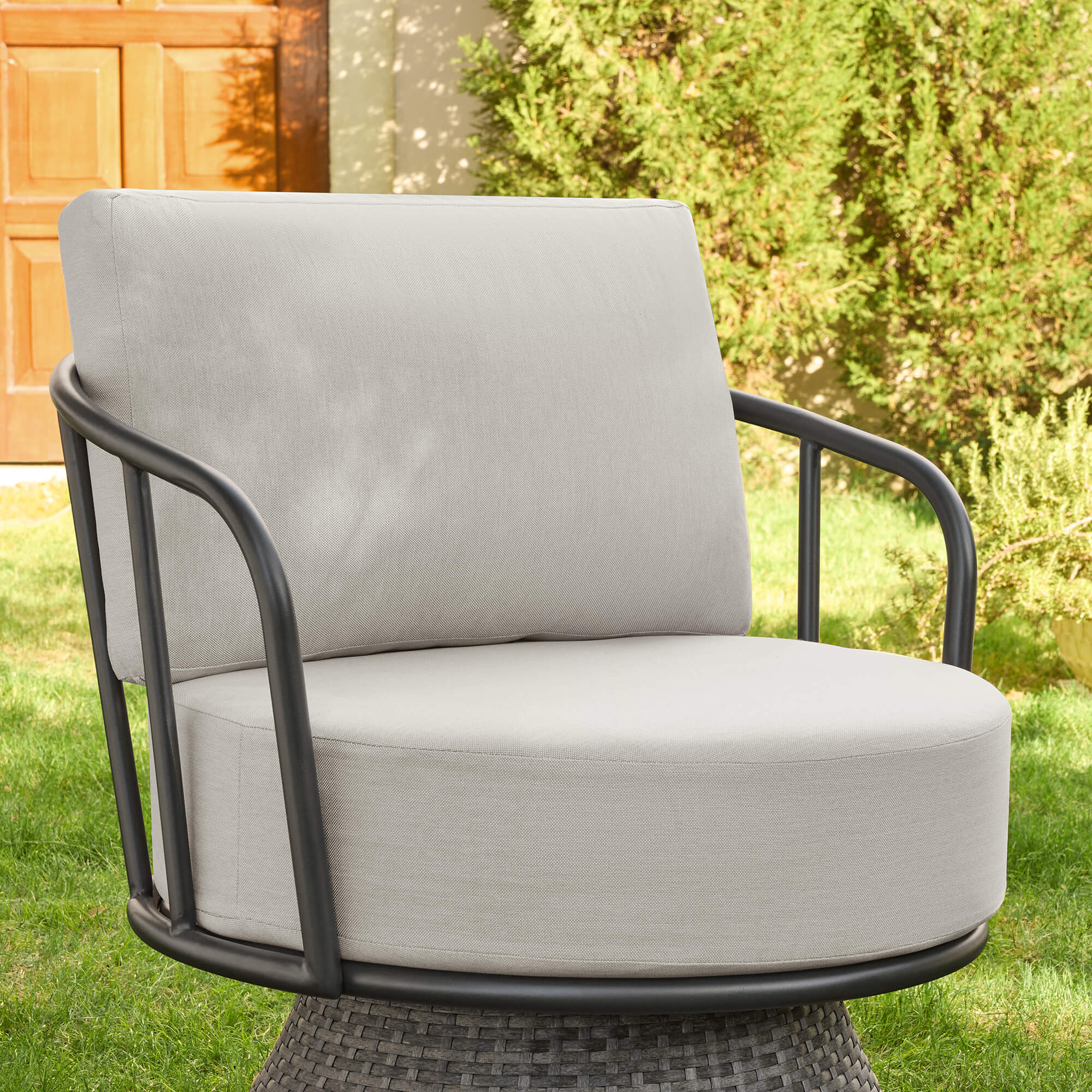 Ellie Rattan Woven Base Outdoor Swivel Bistro Set - Image 15