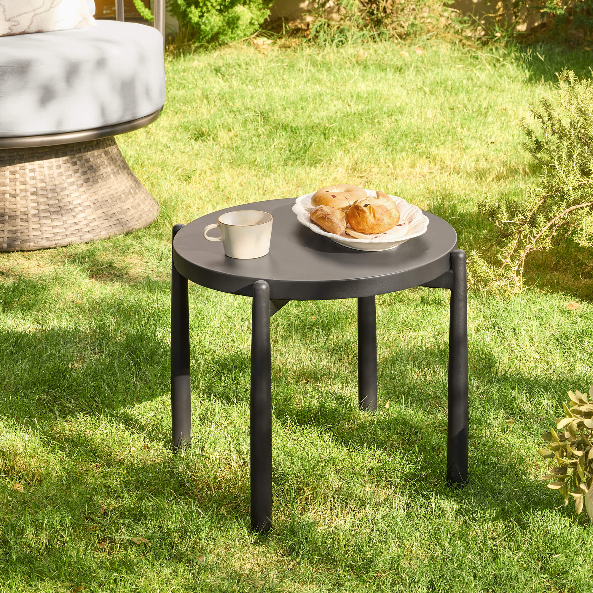 Ellie Rattan Woven Base Outdoor Swivel Bistro Set - Image 3