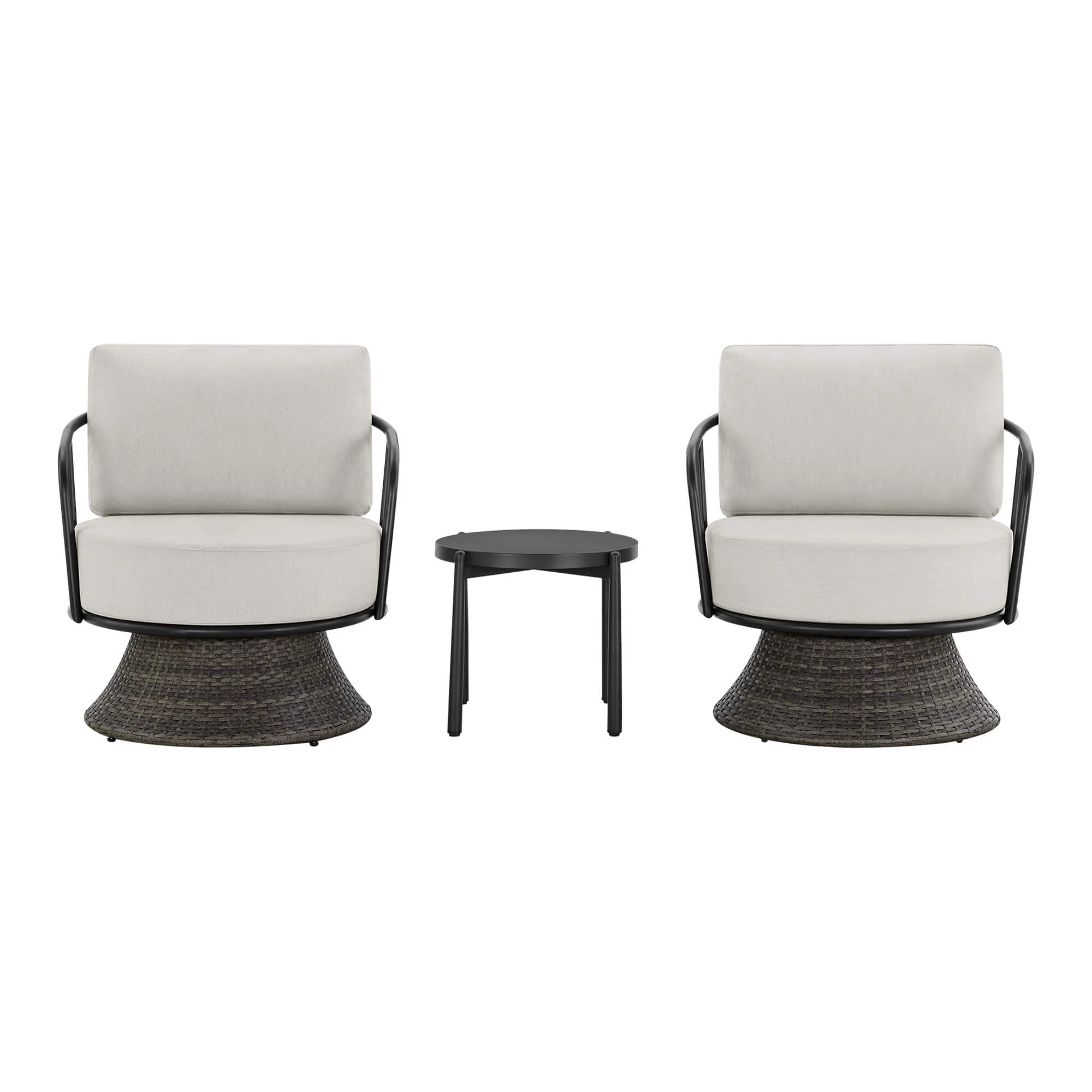 Ellie Rattan Woven Base Outdoor Swivel Bistro Set - Image 4