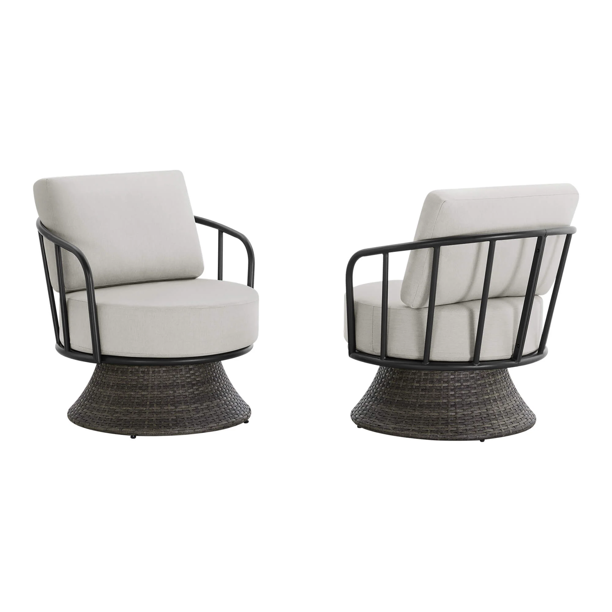 Ellie Rattan Woven Base Outdoor Swivel Chair (Set of 2） - Image 10