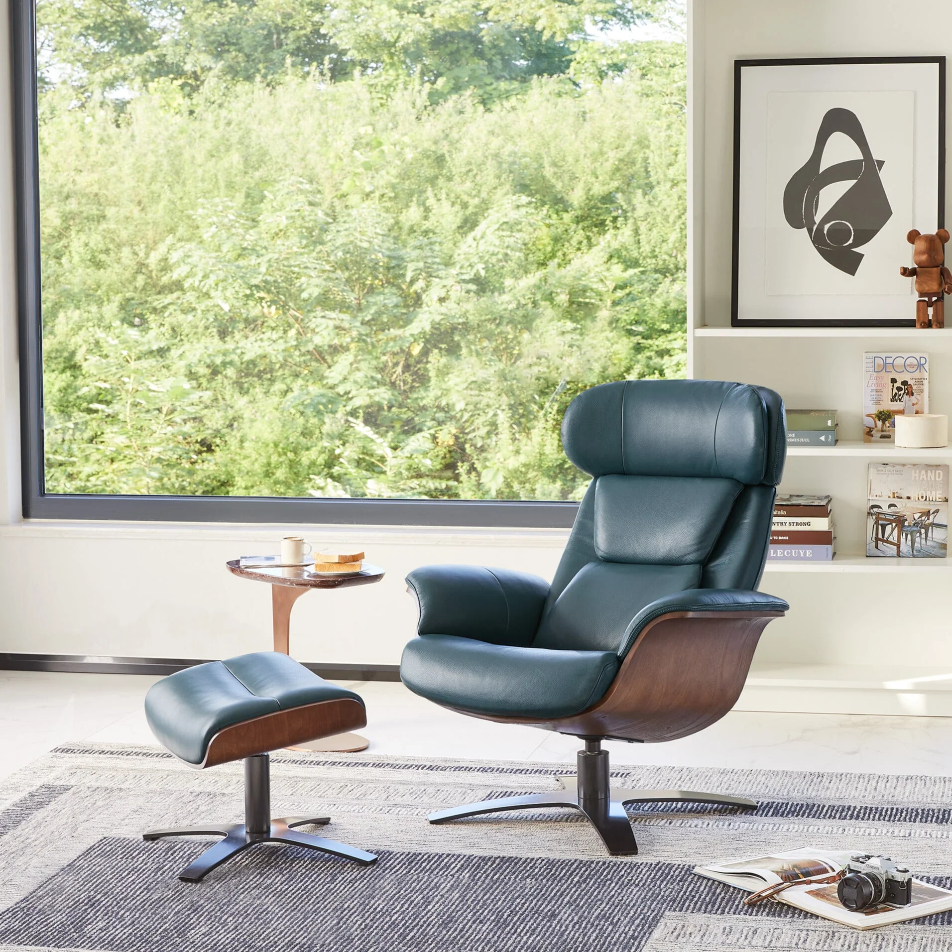 Elvin Genuine Leather Recliner Lounge Chair & Ottoman - Image 54