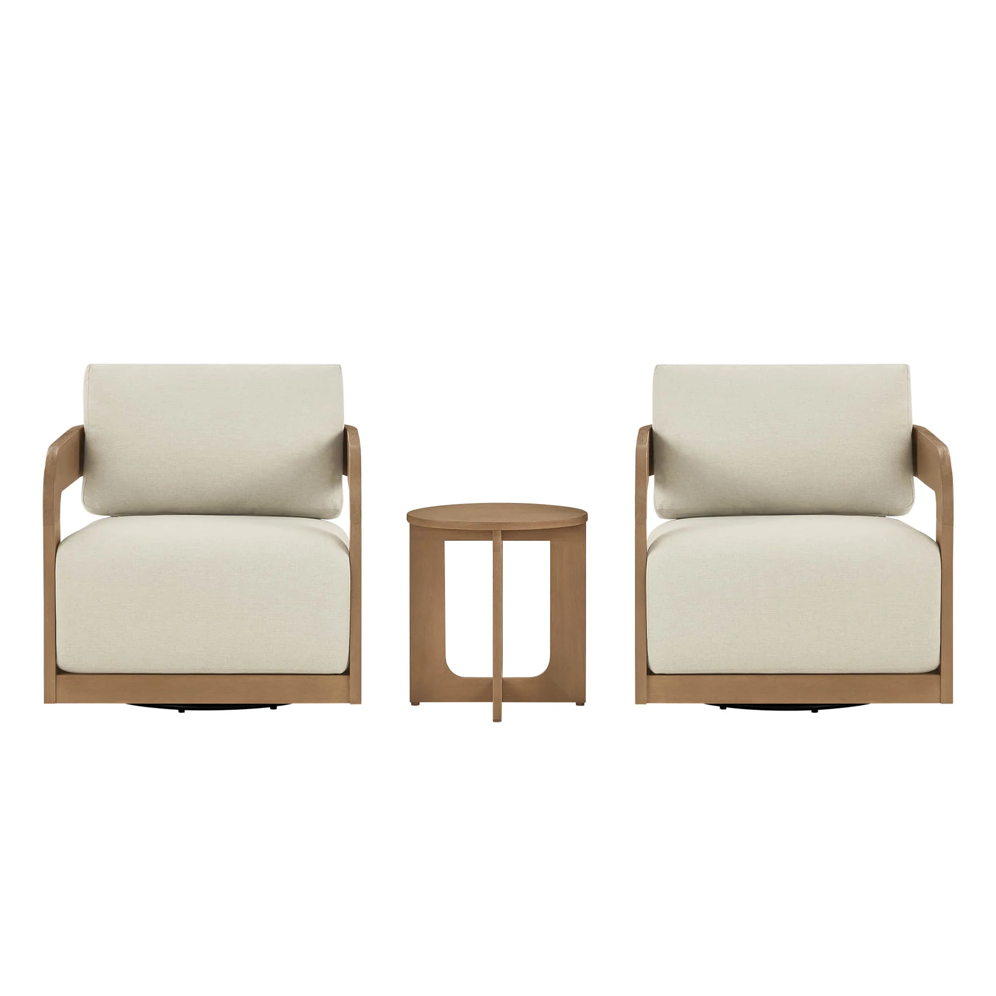 Emberly Modern Outdoor Eucalyptus Wood Swivel Bistro Set - Image 12