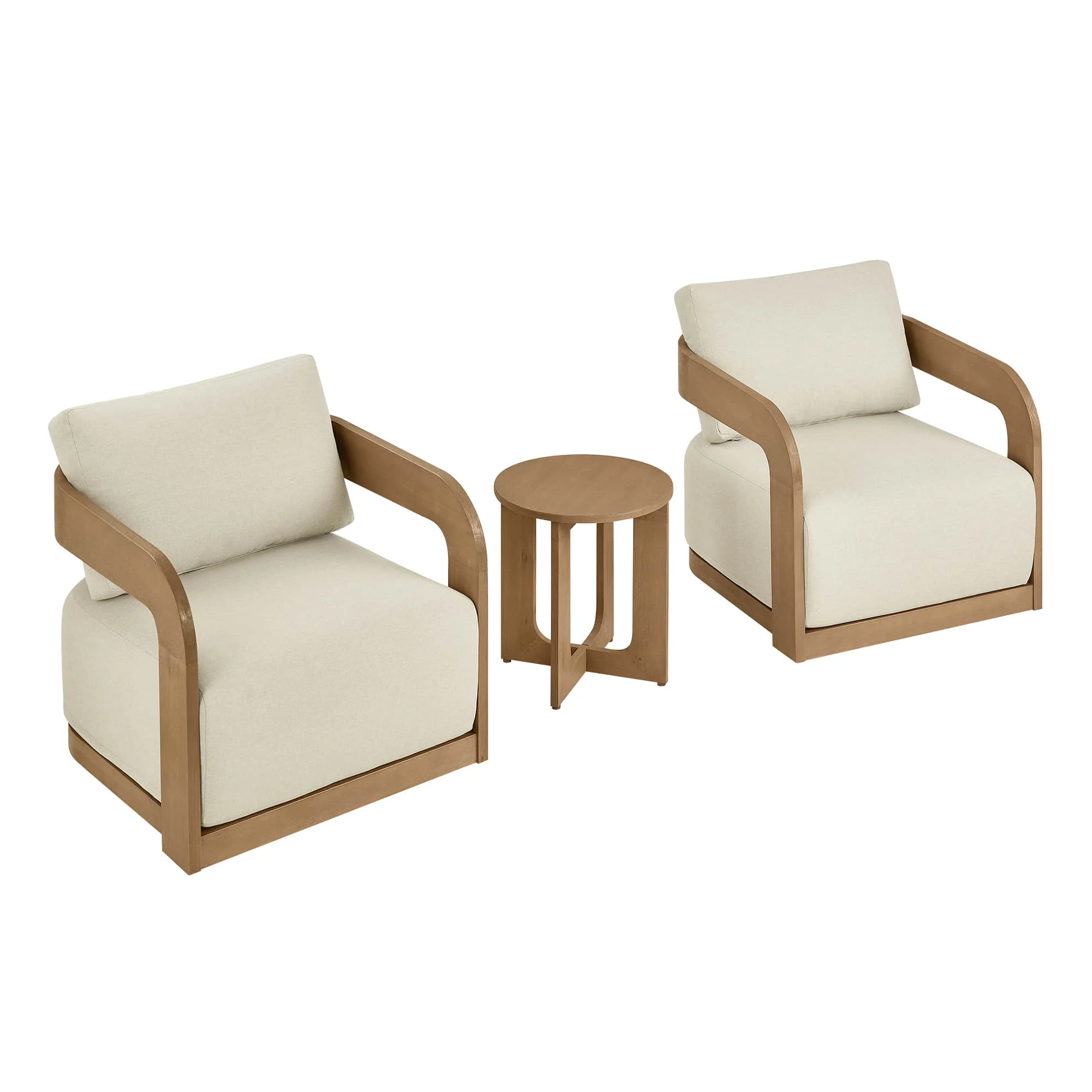 Emberly Modern Outdoor Eucalyptus Wood Swivel Bistro Set - Image 13