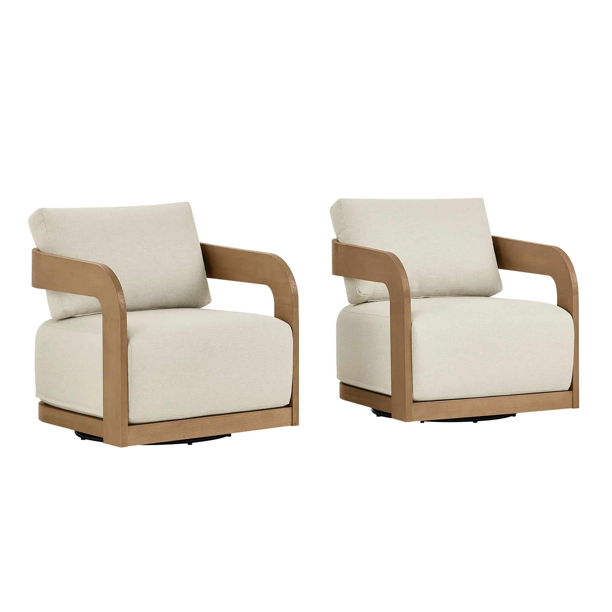 Emberly Modern Outdoor Eucalyptus Wood Swivel Bistro Set - Image 18