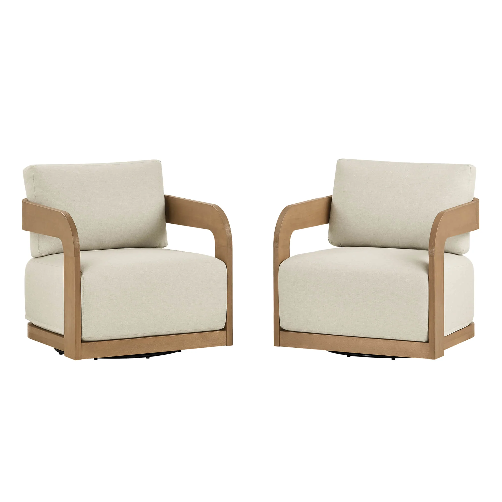 Emberly Modern Outdoor Eucalyptus Wood Swivel Bistro Set - Image 17