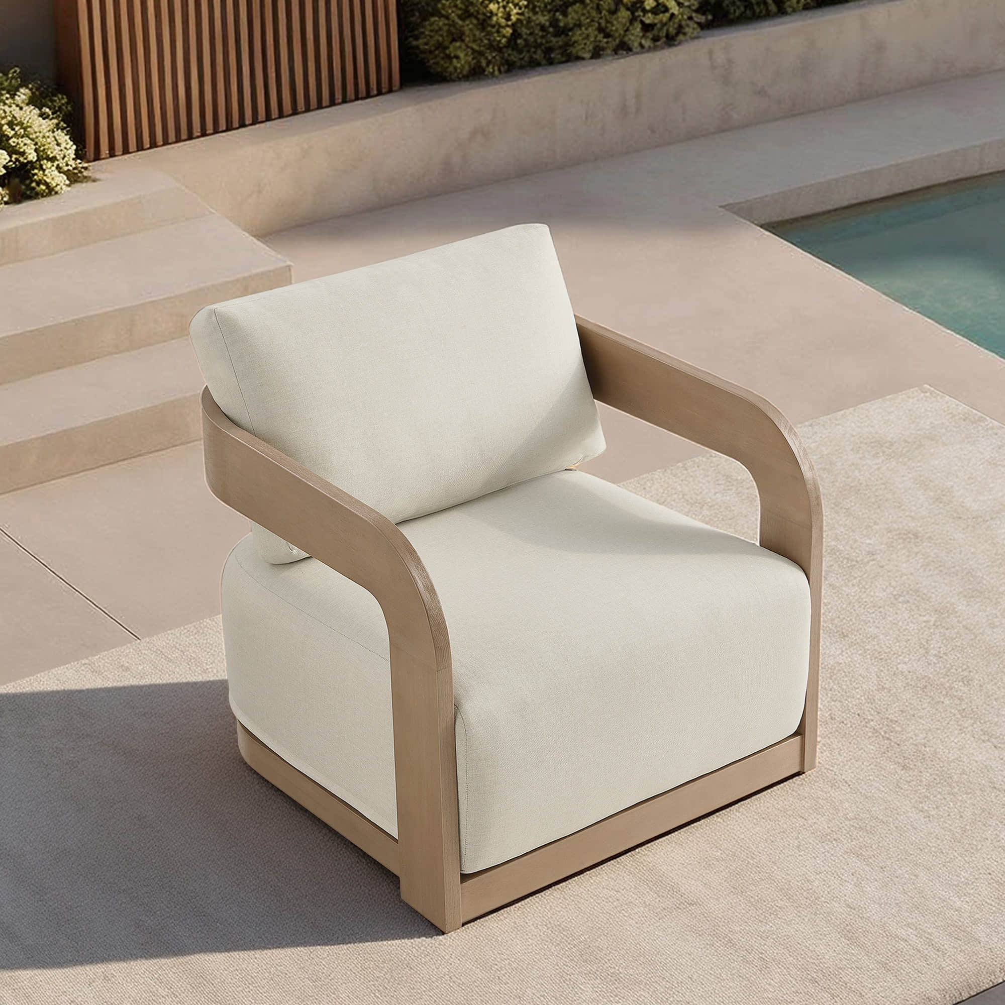 Emberly Modern Outdoor Eucalyptus Wood Swivel Bistro Set - Image 10