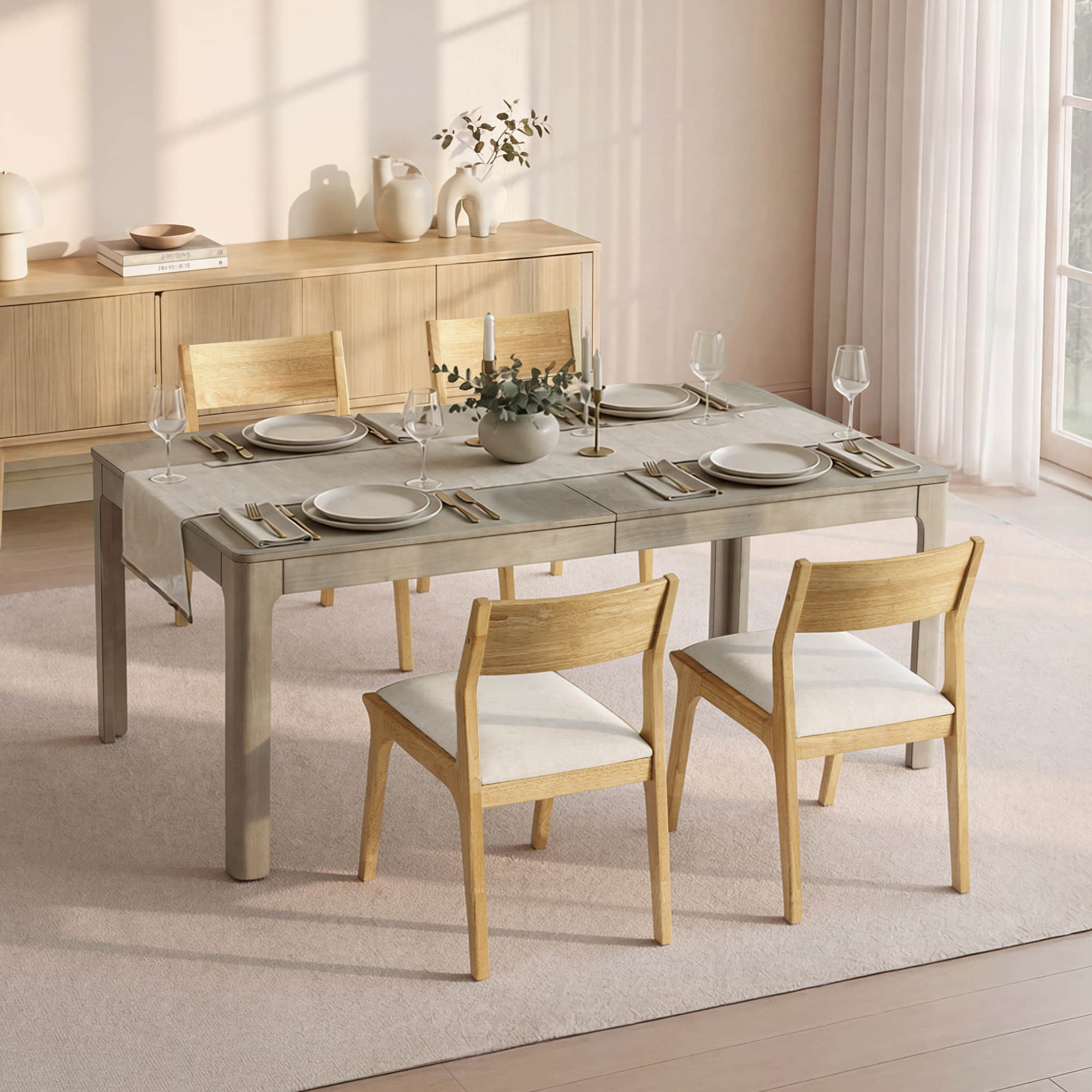 Everett Extendable Wood Dining Table, 70.9"-90.6" - Image 5