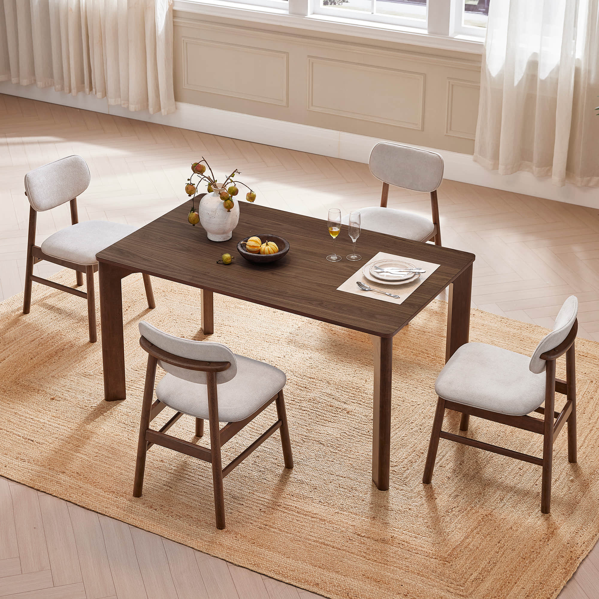 Everett Modern Rectangular Wood Dining Table for 4 - Image 3