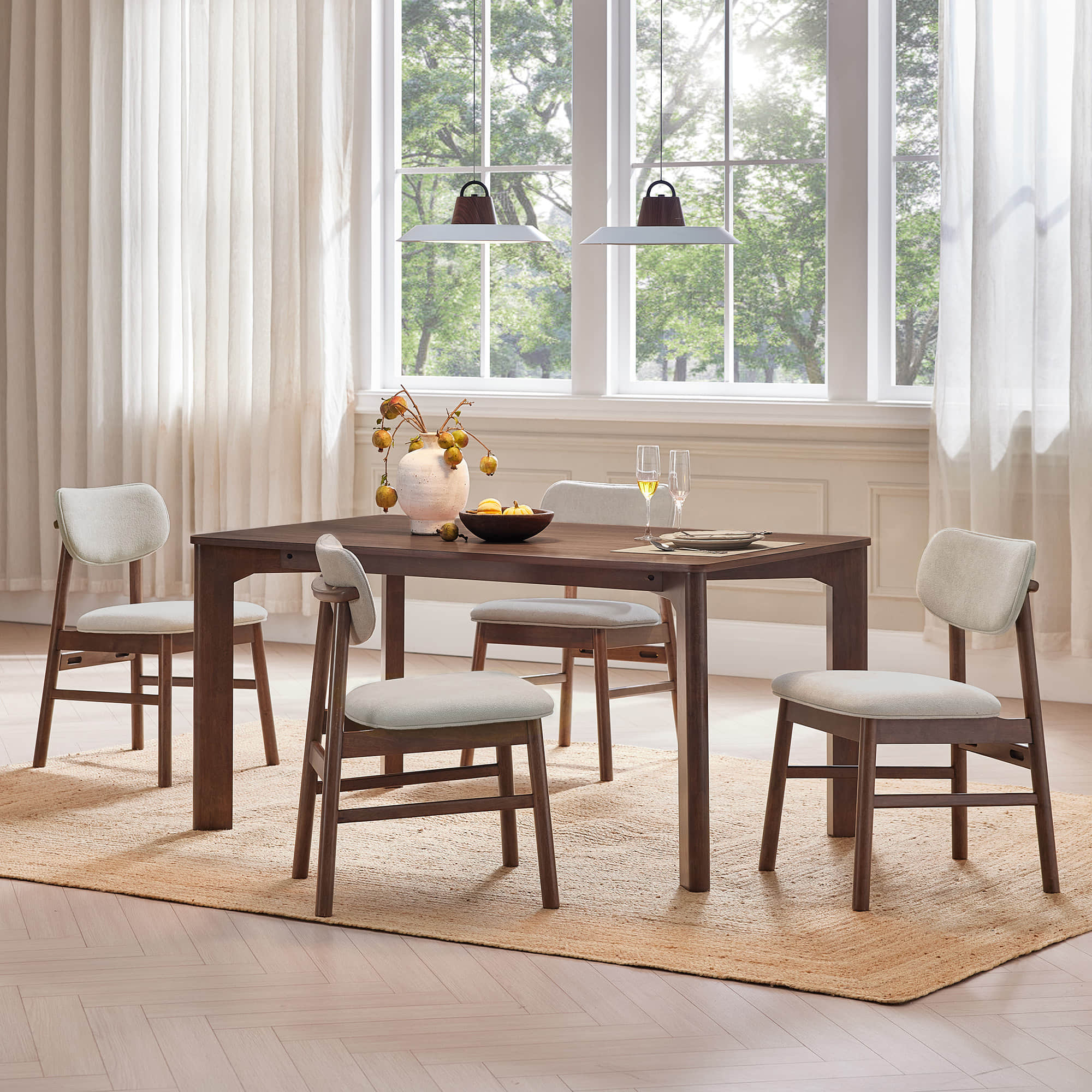 Everett Modern Rectangular Wood Dining Table for 4 - Image 6
