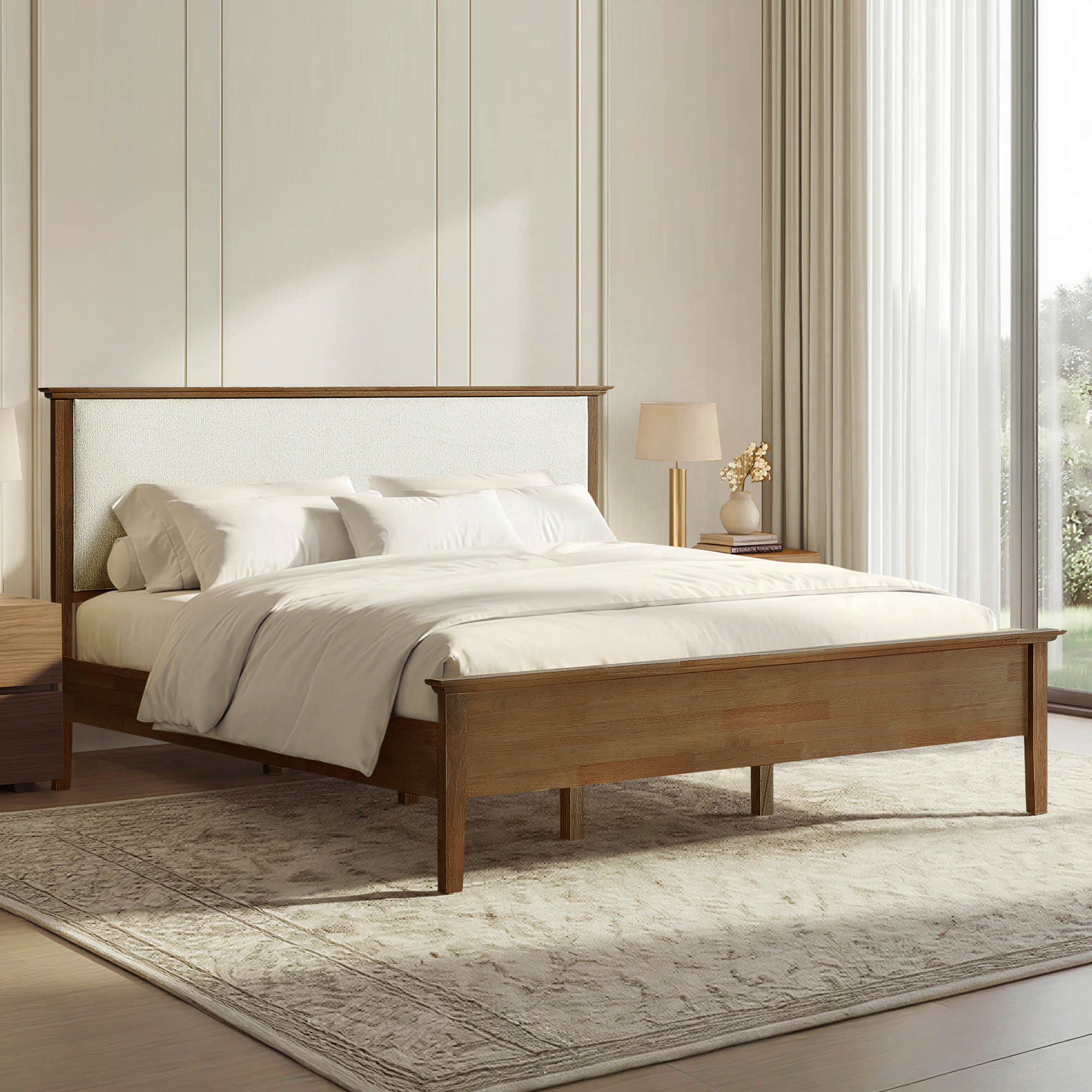 Ezra Mid-Century Boucle Platform Bed - Image 4