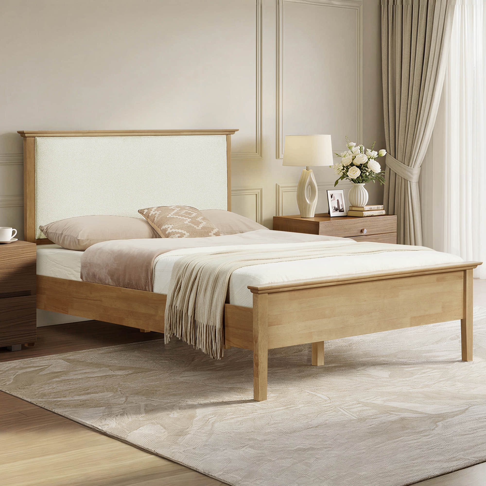 Ezra Mid-Century Boucle Platform Bed - Image 5