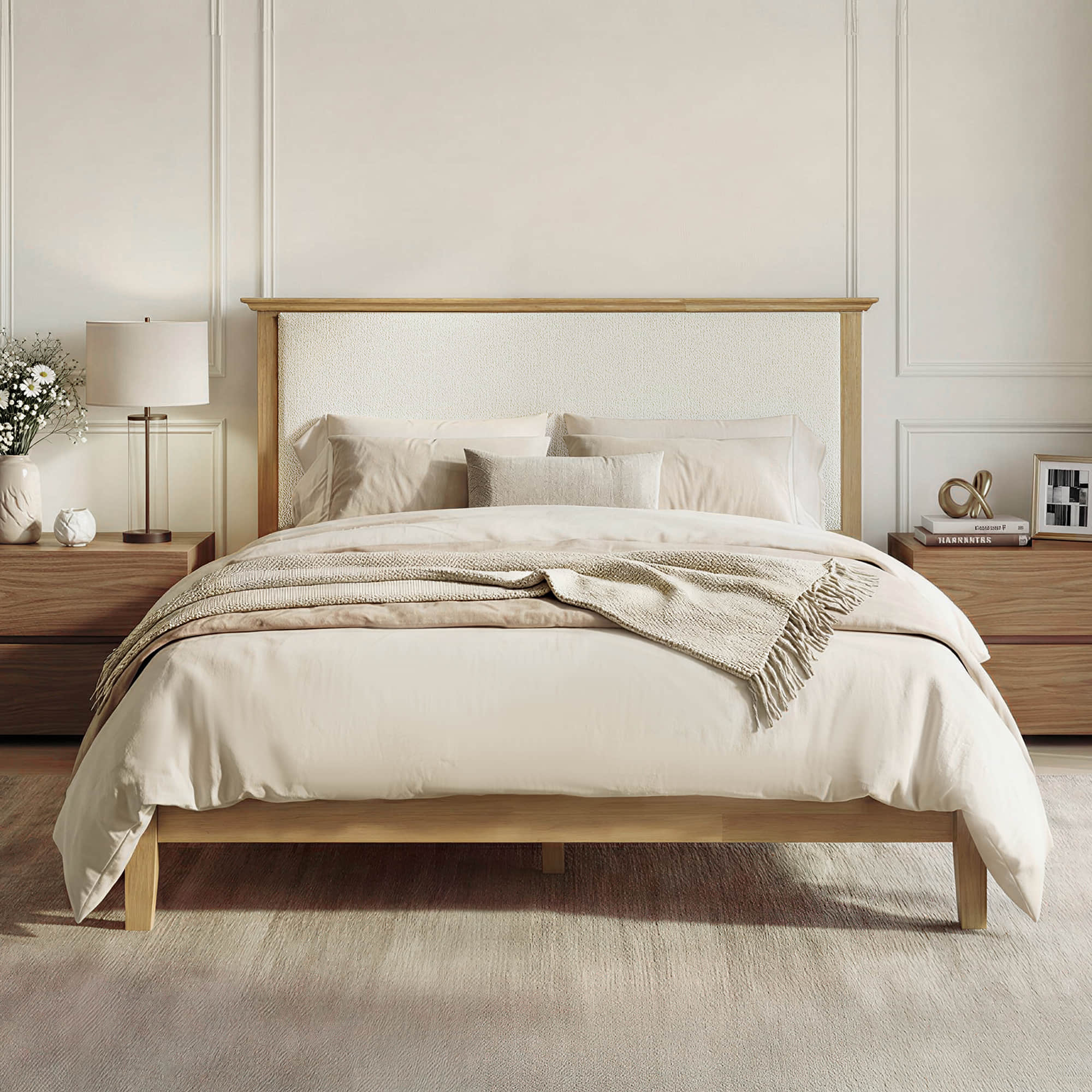 Ezra Mid-Century Boucle Platform Bed - Image 6