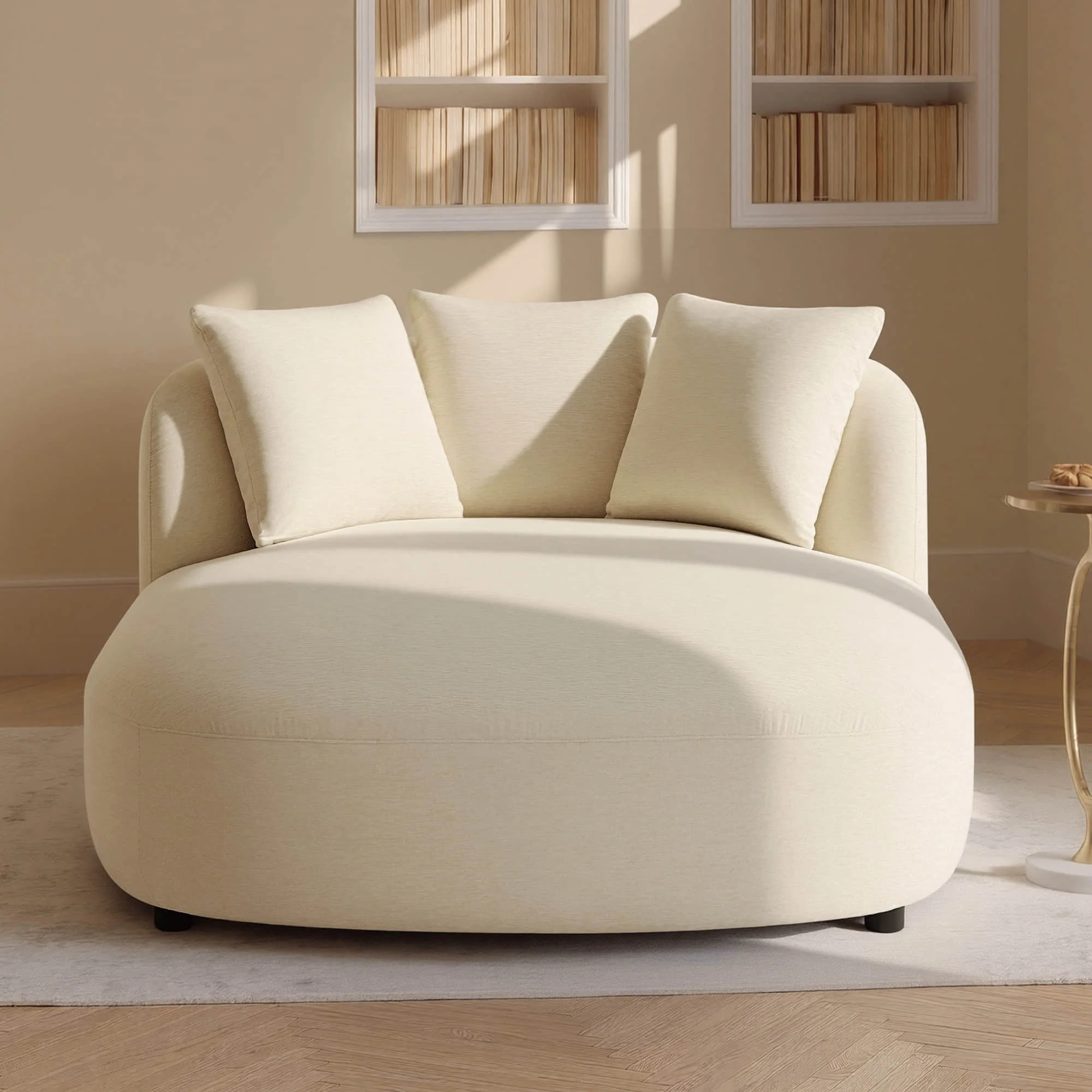 Gabriel Modern Curved Chaise Lounge Accent Chair - Image 2