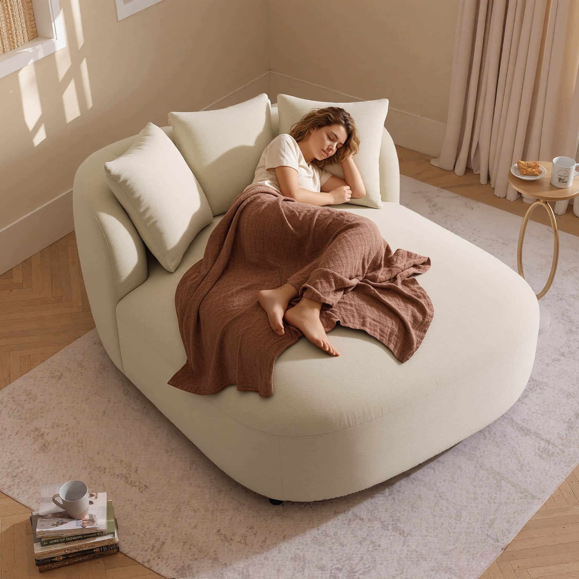 Gabriel Modern Curved Chaise Lounge Accent Chair - Image 3