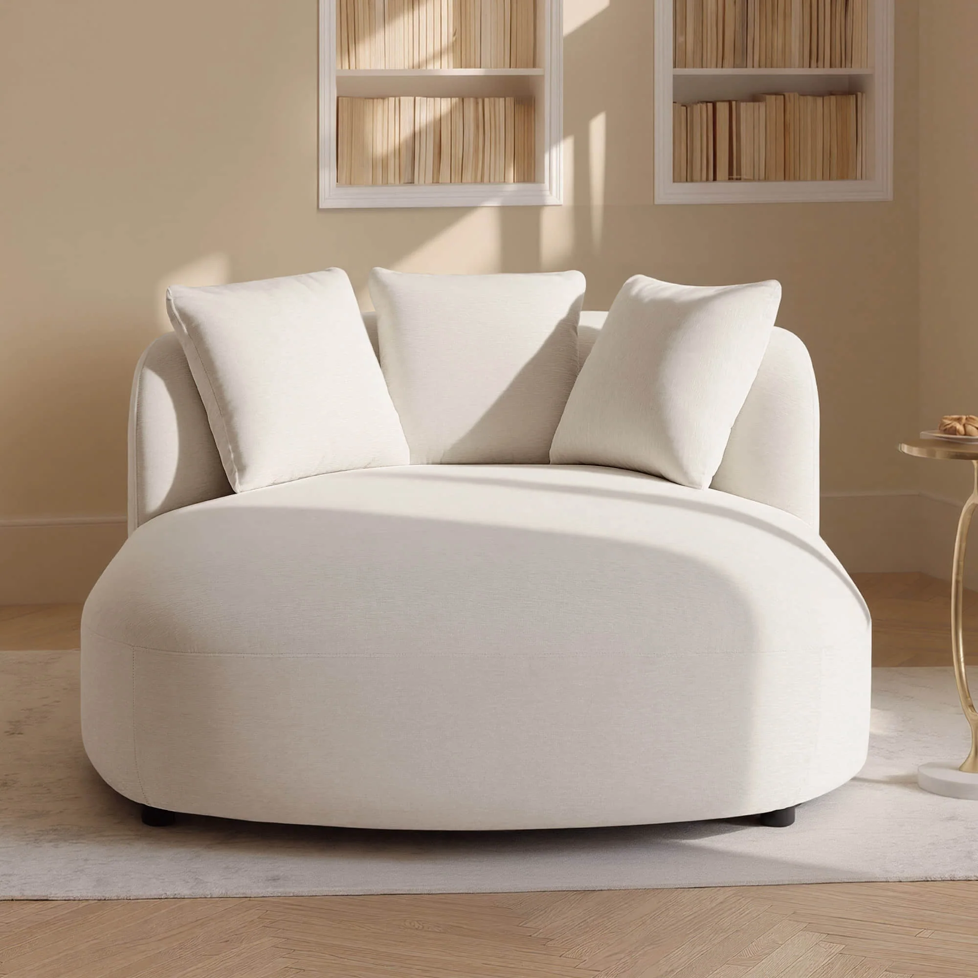 Gabriel Modern Curved Chaise Lounge Accent Chair - Image 4