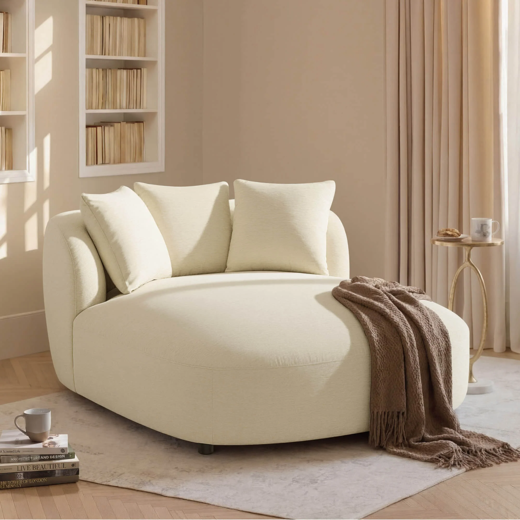 Gabriel Modern Curved Chaise Lounge Accent Chair - Image 8