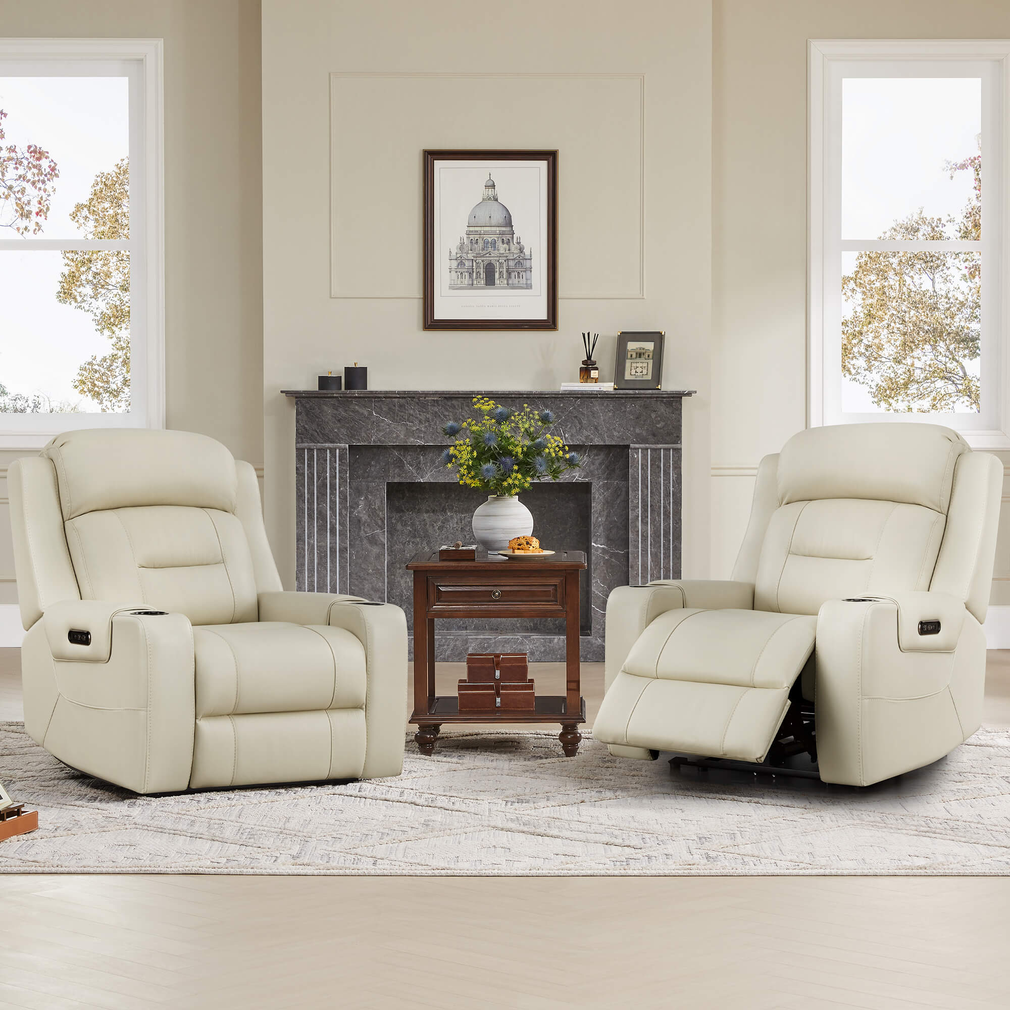 Garrison Genuine Leather Power Lay Flat Recliner with Power Headrest - Image 77