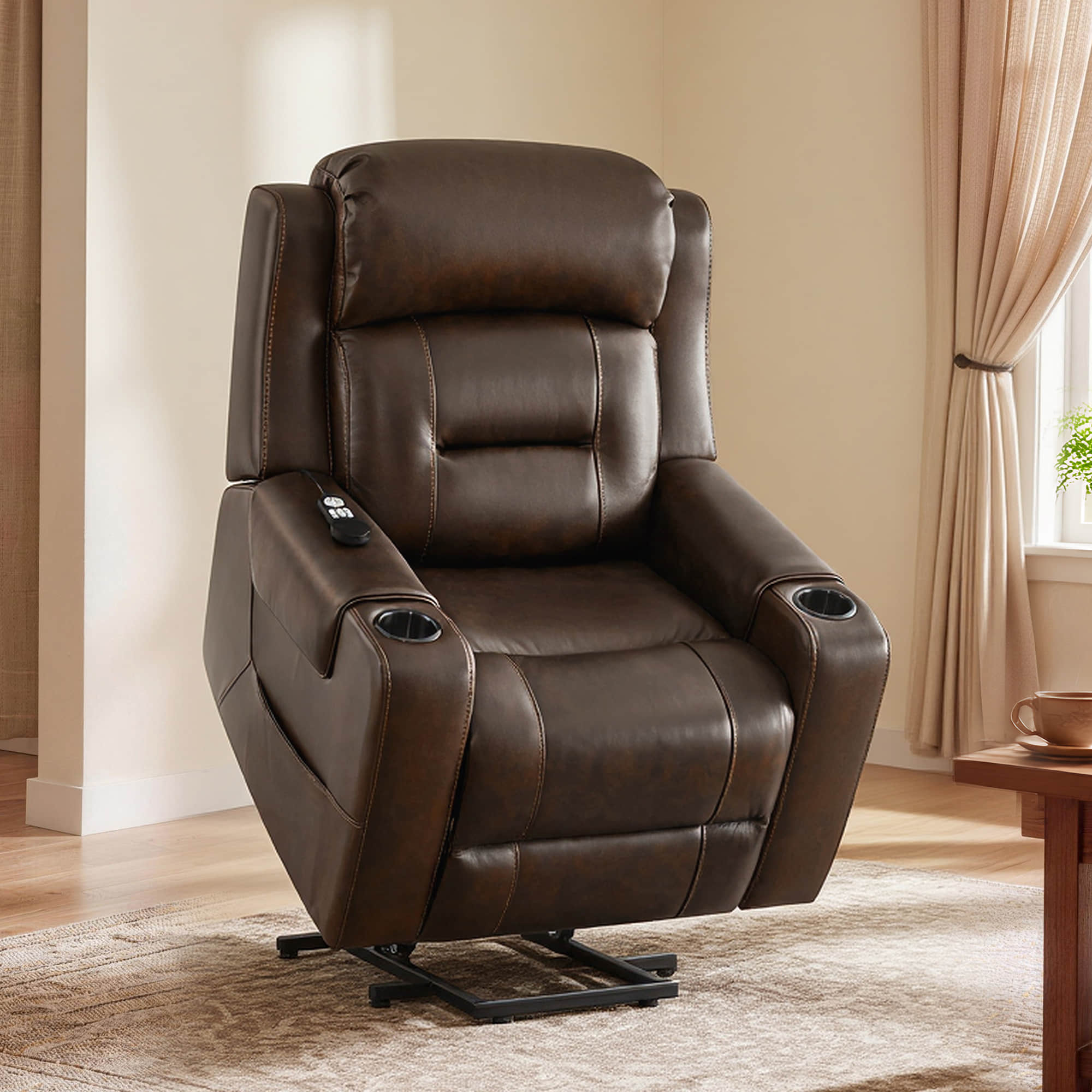Garrison Genuine Leather Power Massage & Heat Recliner Lift Chair - Image 39