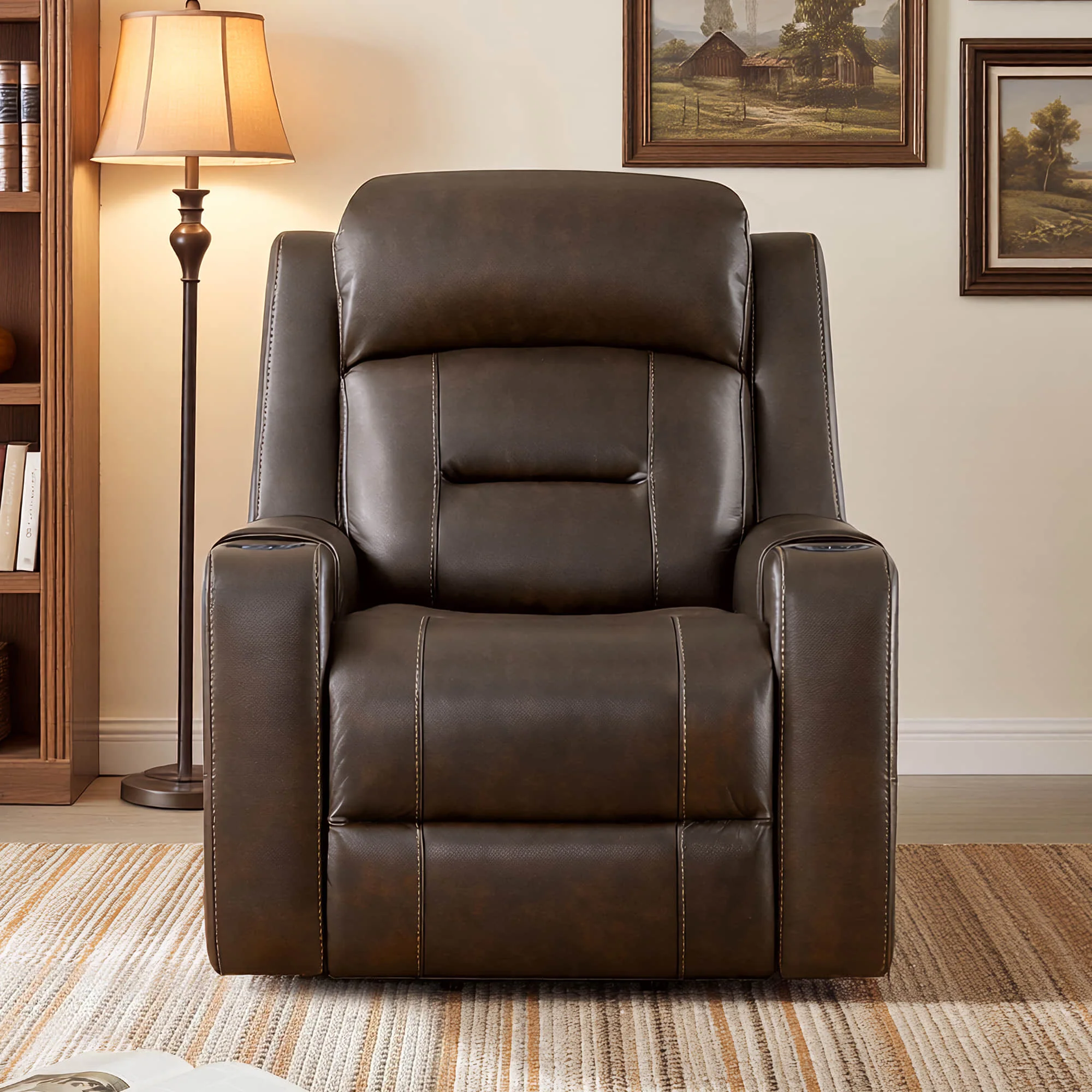 Garrison Genuine Leather Power Massage & Heat Recliner Lift Chair - Image 43