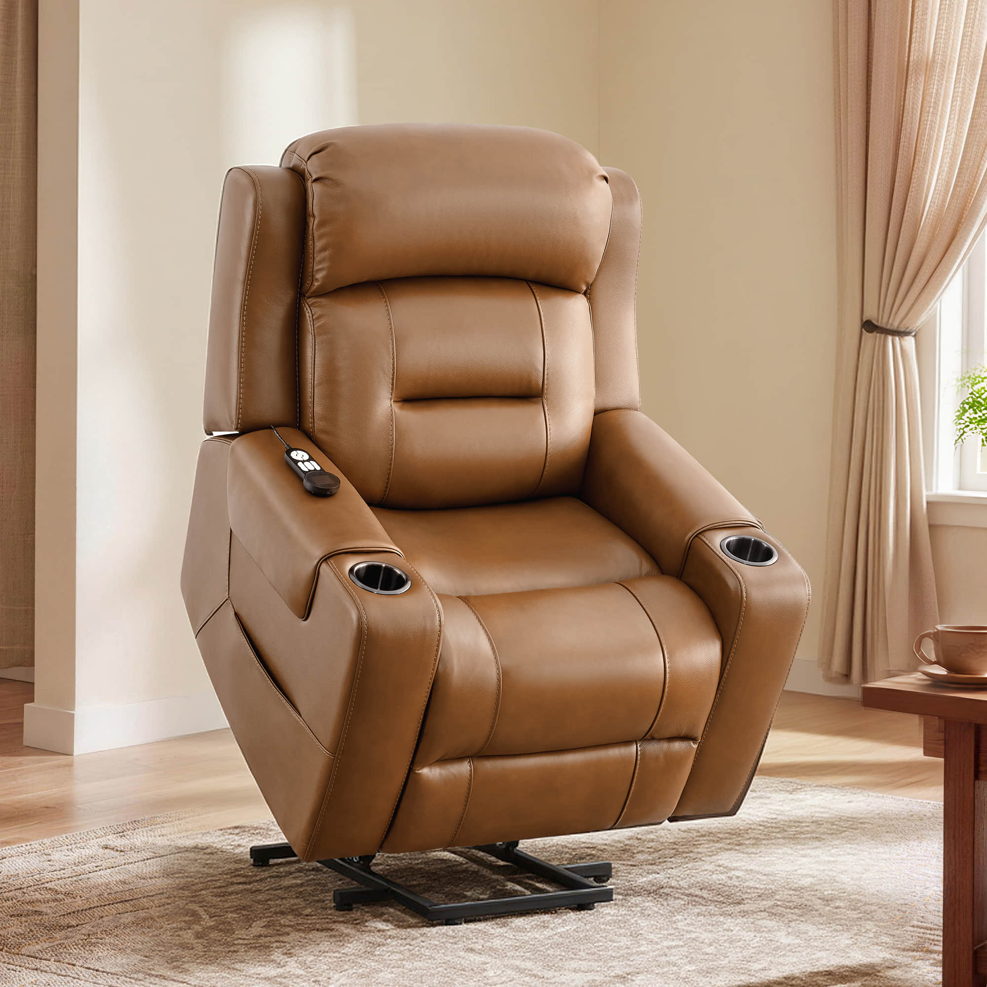 Garrison Genuine Leather Power Massage & Heat Recliner Lift Chair - Image 44