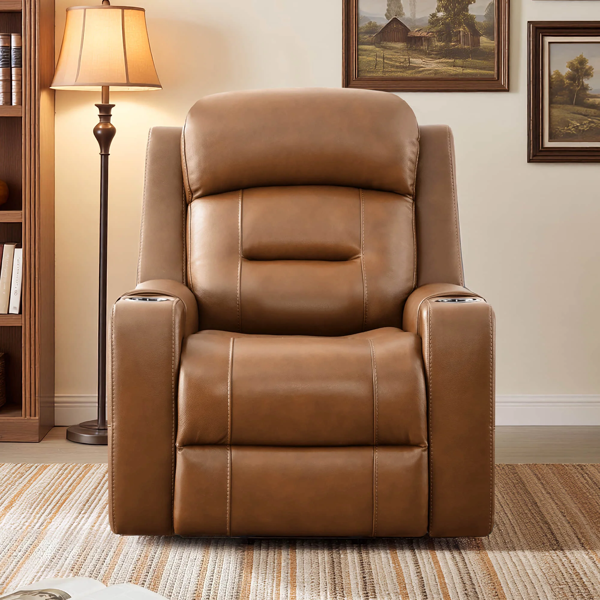 Garrison Genuine Leather Power Massage & Heat Recliner Lift Chair - Image 47