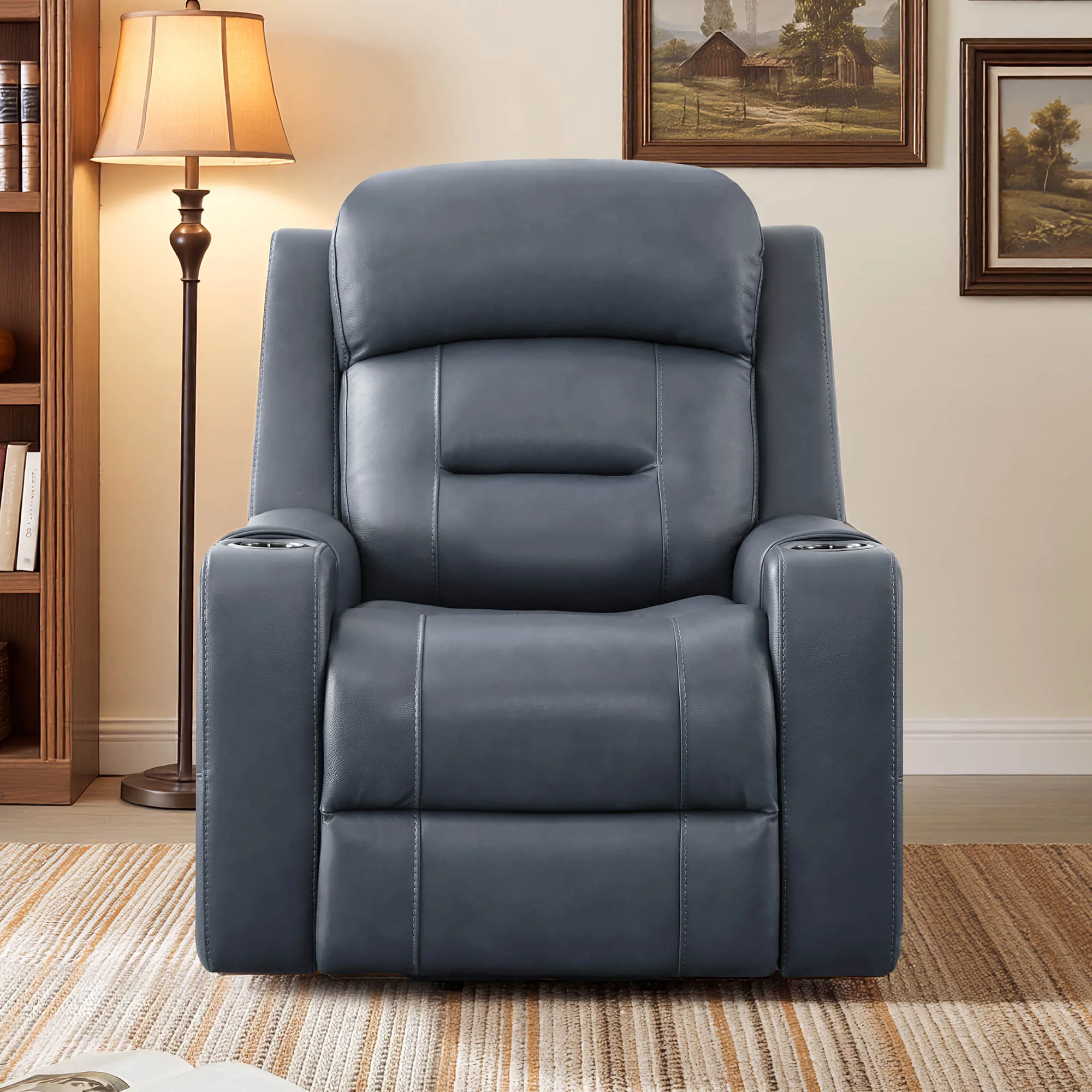 Garrison Genuine Leather Power Massage & Heat Recliner Lift Chair - Image 51