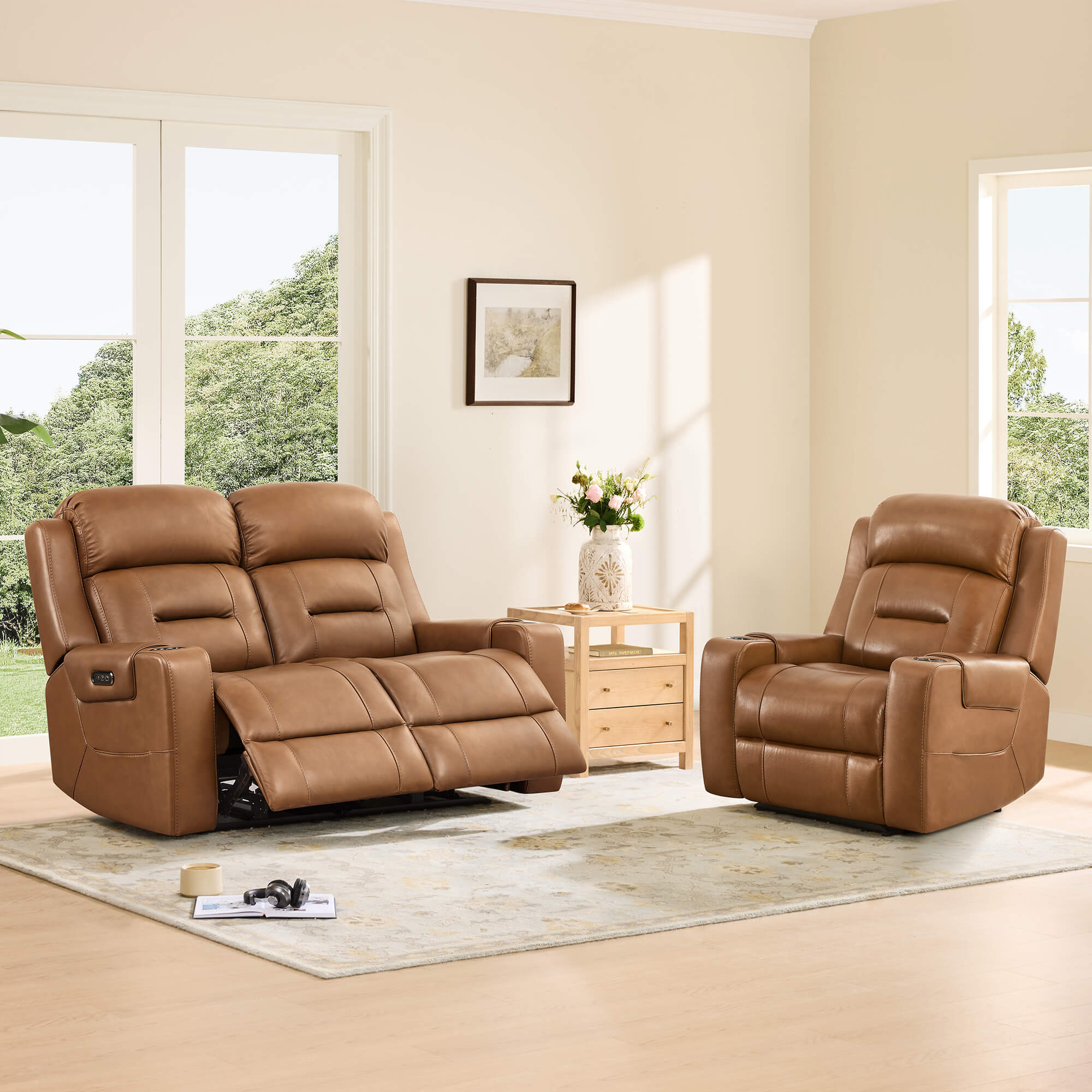 Garrison Handcraft Dual Motor Reclining Sofa with Power Headrest - Image 3
