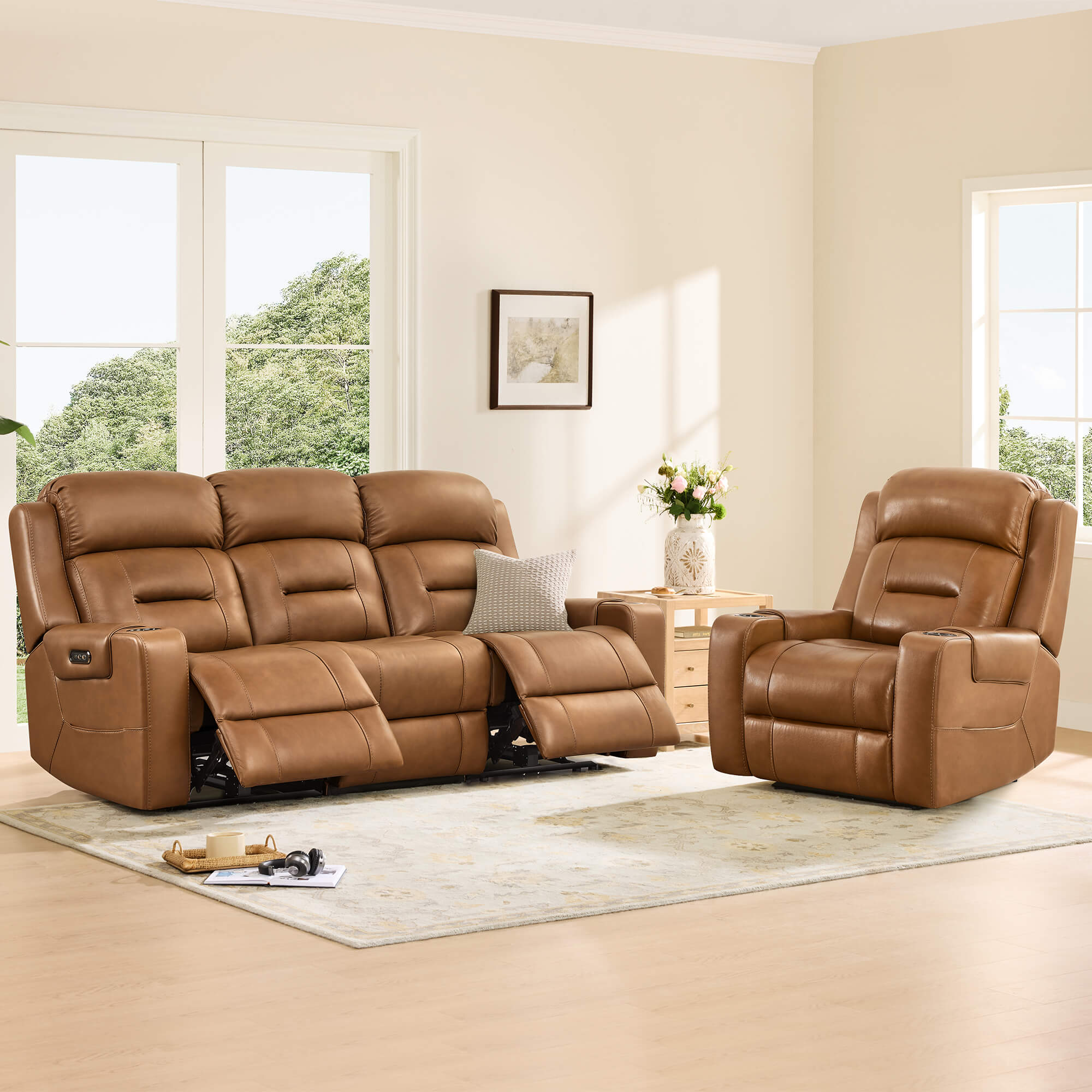 Garrison Handcraft Dual Motor Reclining Sofa with Power Headrest - Image 4