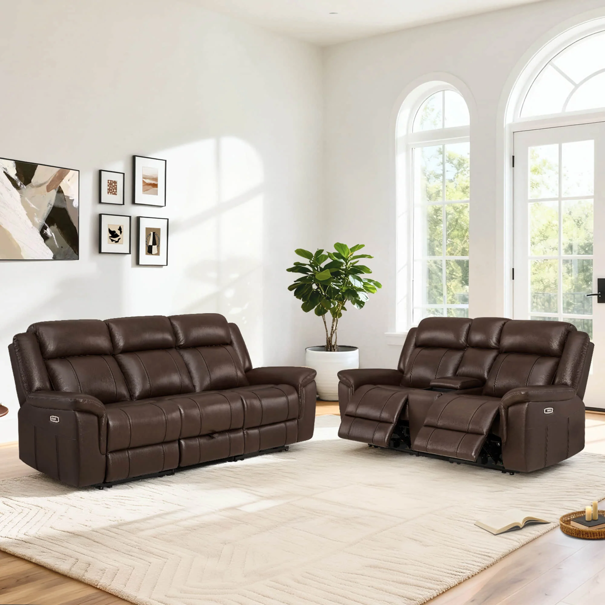 Grady Genuine Leather Power Reclining Sofa with Flip-Down Tabletop - Image 18