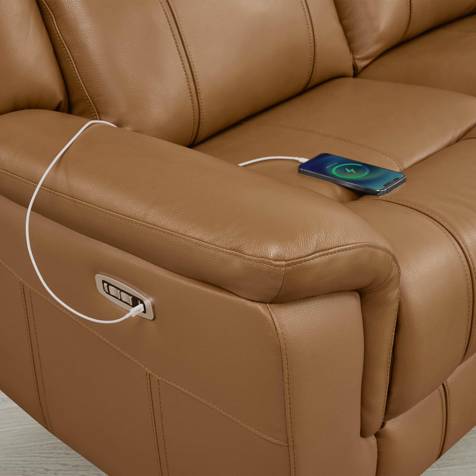 Grady Genuine Leather Power Reclining Sofa with Flip-Down Tabletop - Image 54