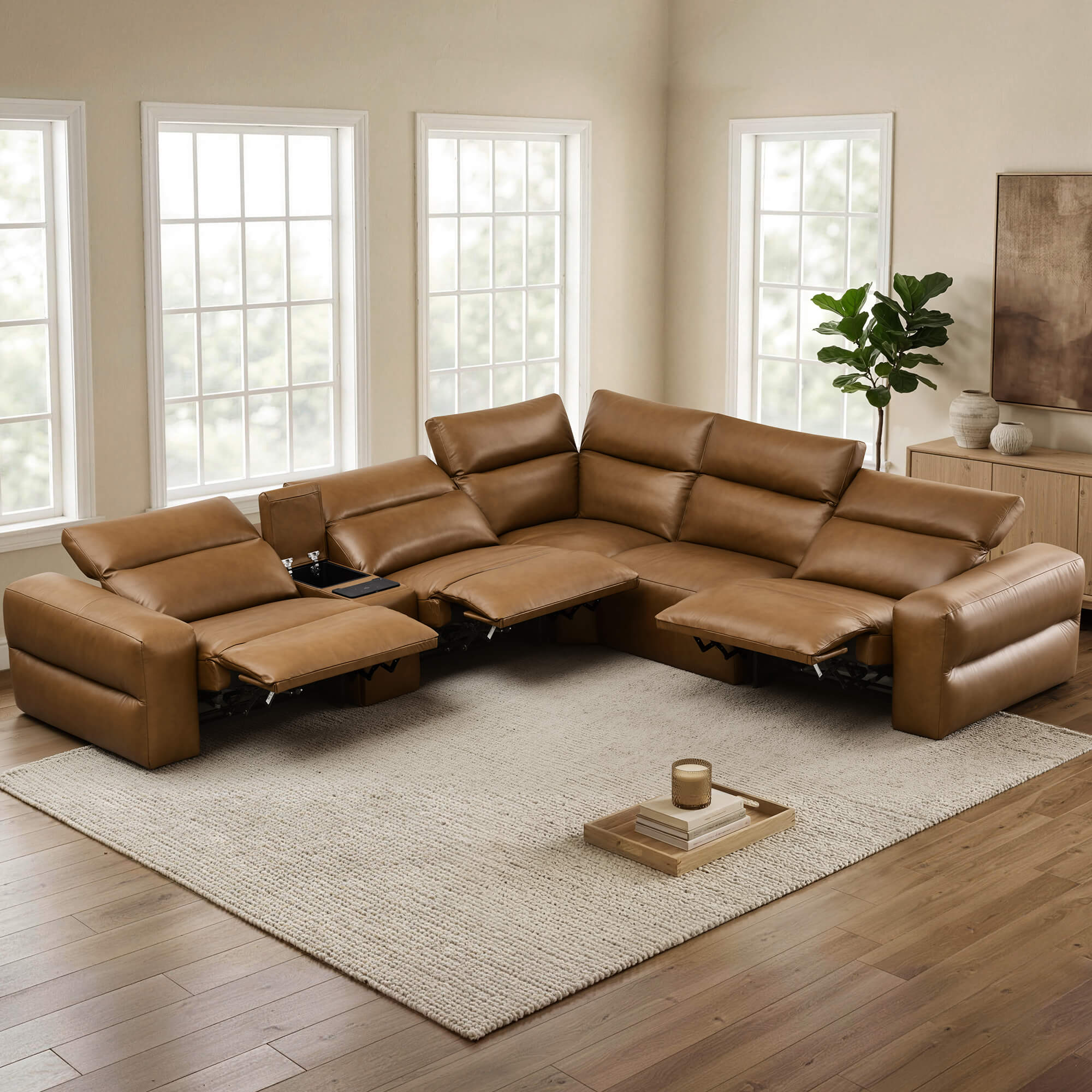 Haley Buttery-Soft 5-Seat Modular Power Reclining Sofa with Power Headrests - Image 3
