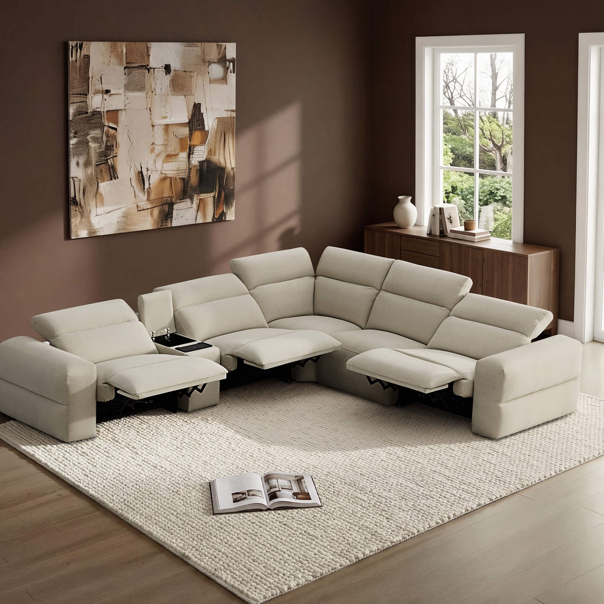 Haley Buttery-Soft 5-Seat Modular Power Reclining Sofa with Power Headrests - Image 4