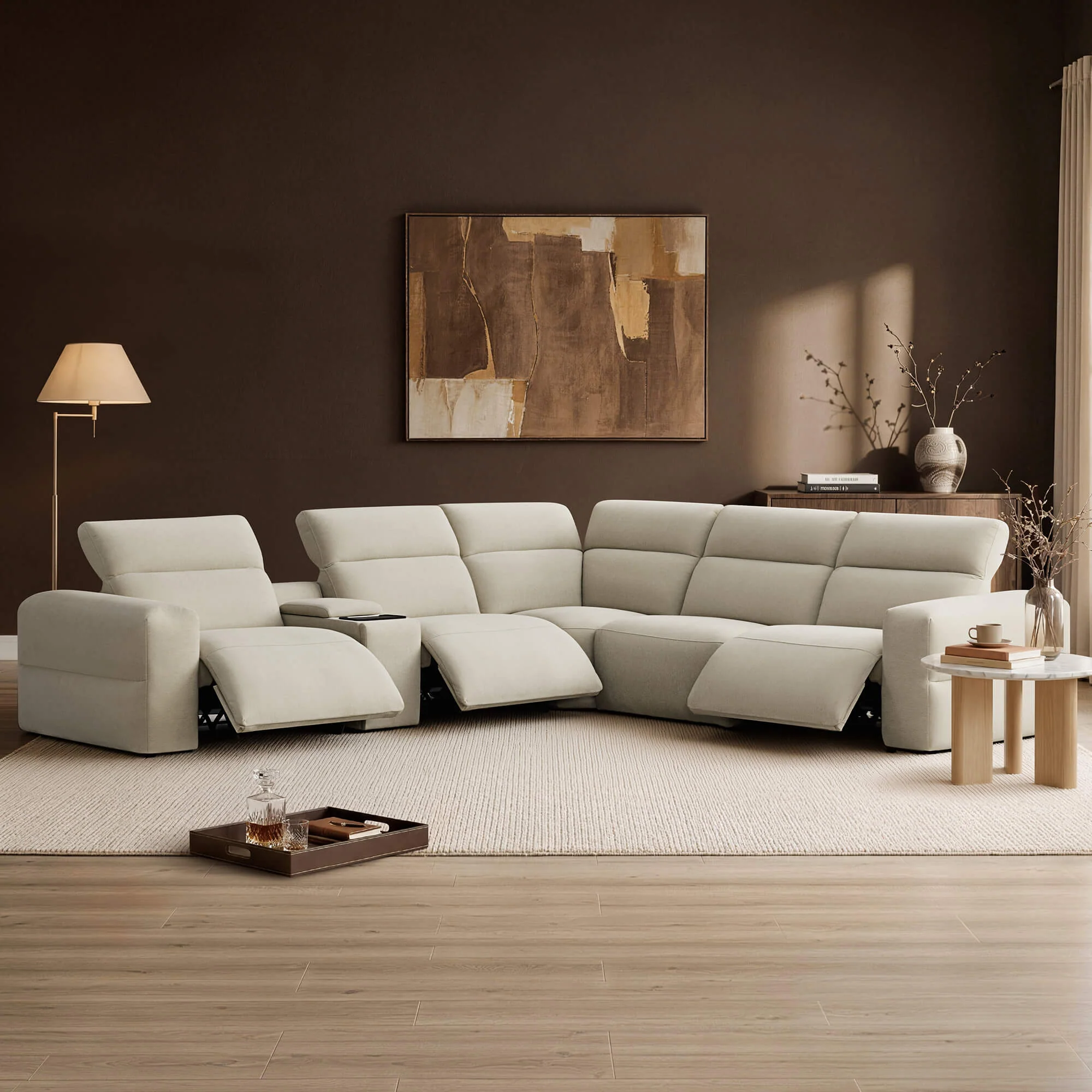 Haley Buttery-Soft 5-Seat Modular Power Reclining Sofa with Power Headrests - Image 45